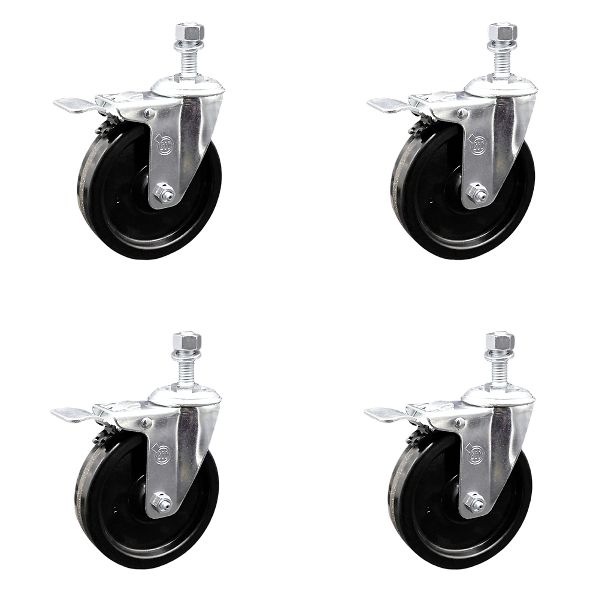 Service Caster, 5Inch x 1 1/4Inch Stem Casters, Wheel Diameter 5 in, Caster Type Swivel, Package (qty.) 4, Model SCC-TSTTL20S514-PHS-121315-4