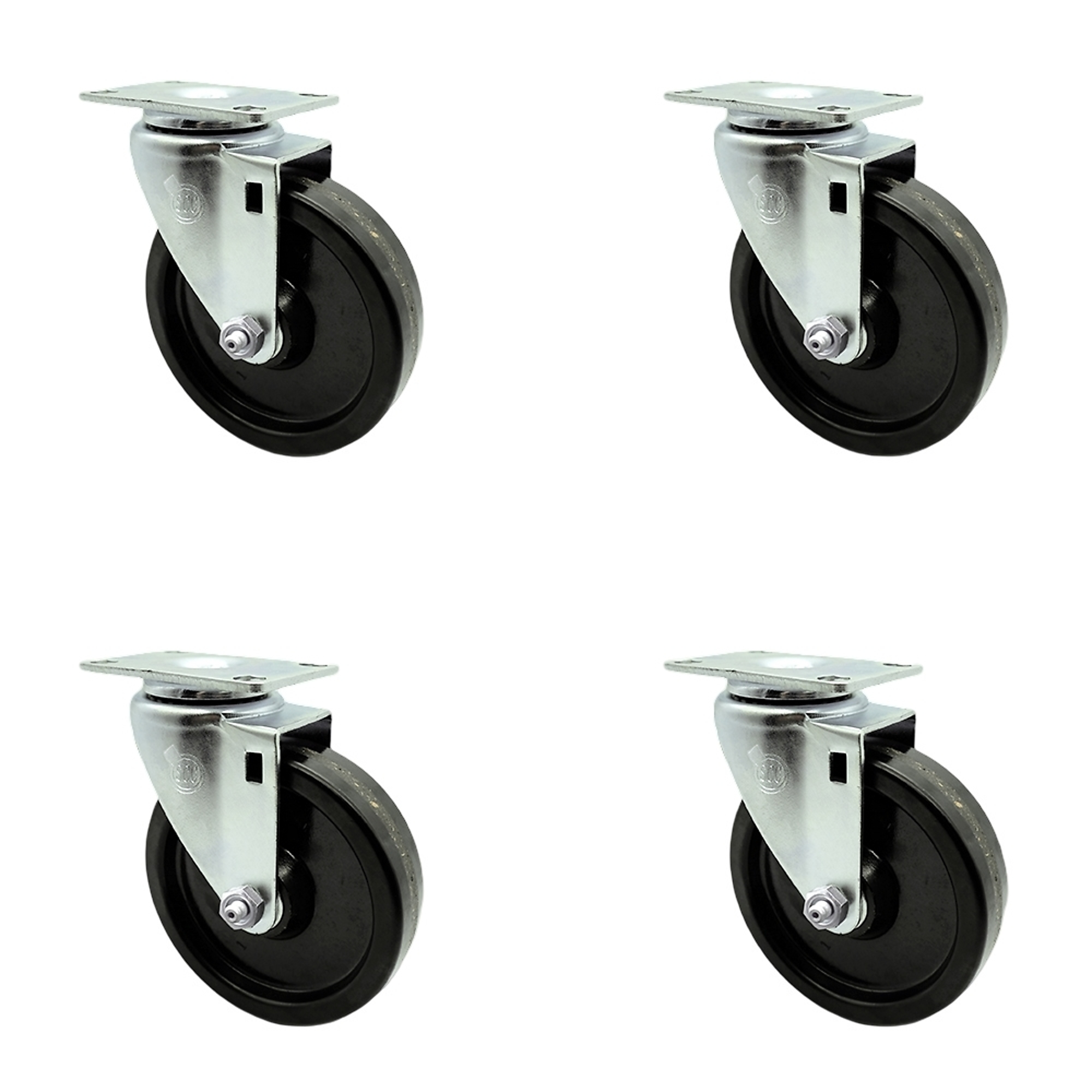 Service Caster, 5Inch x 1 1/4Inch Plate Casters, Wheel Diameter 5 in, Caster Type Swivel, Package (qty.) 4, Model SCC-SS20S514-PHS-4