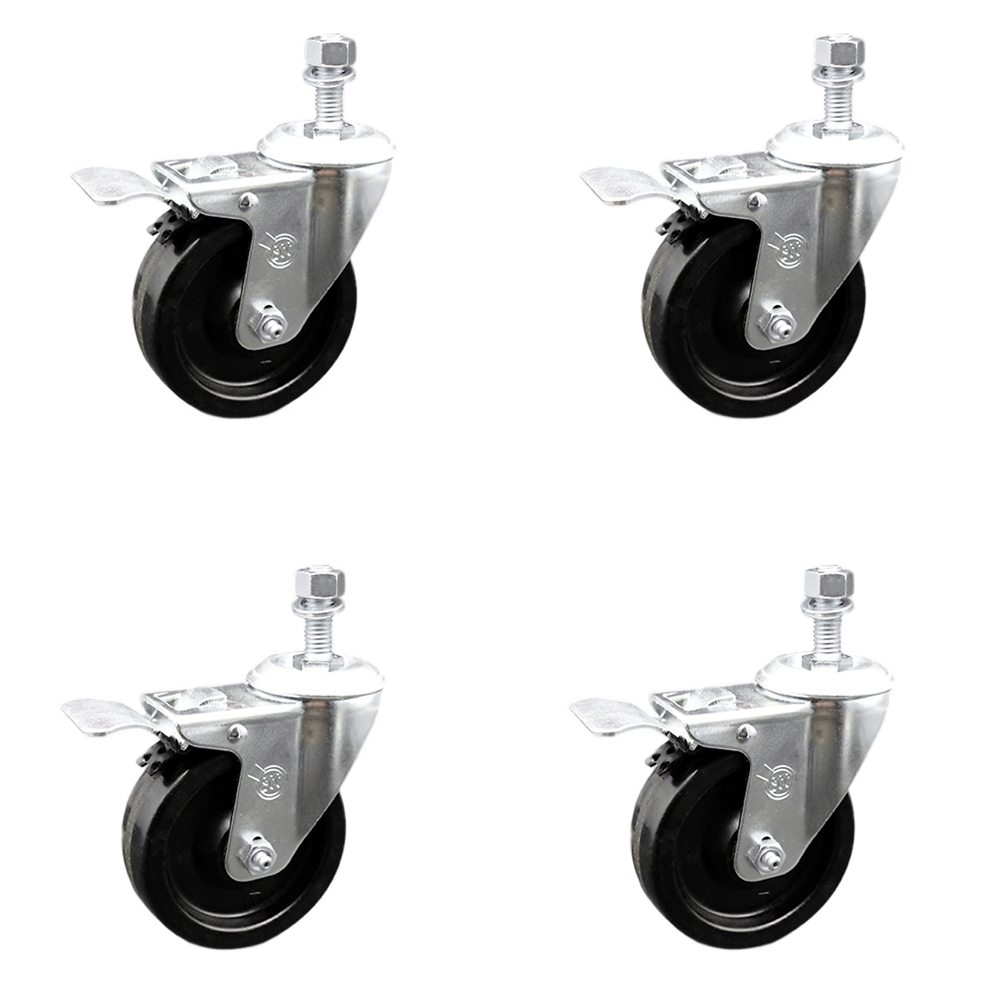 Service Caster, 4Inch x 1 1/4Inch Stem Casters, Wheel Diameter 4 in, Caster Type Swivel, Package (qty.) 4, Model SCC-SSTSTTL20S414-PHS-121315-4