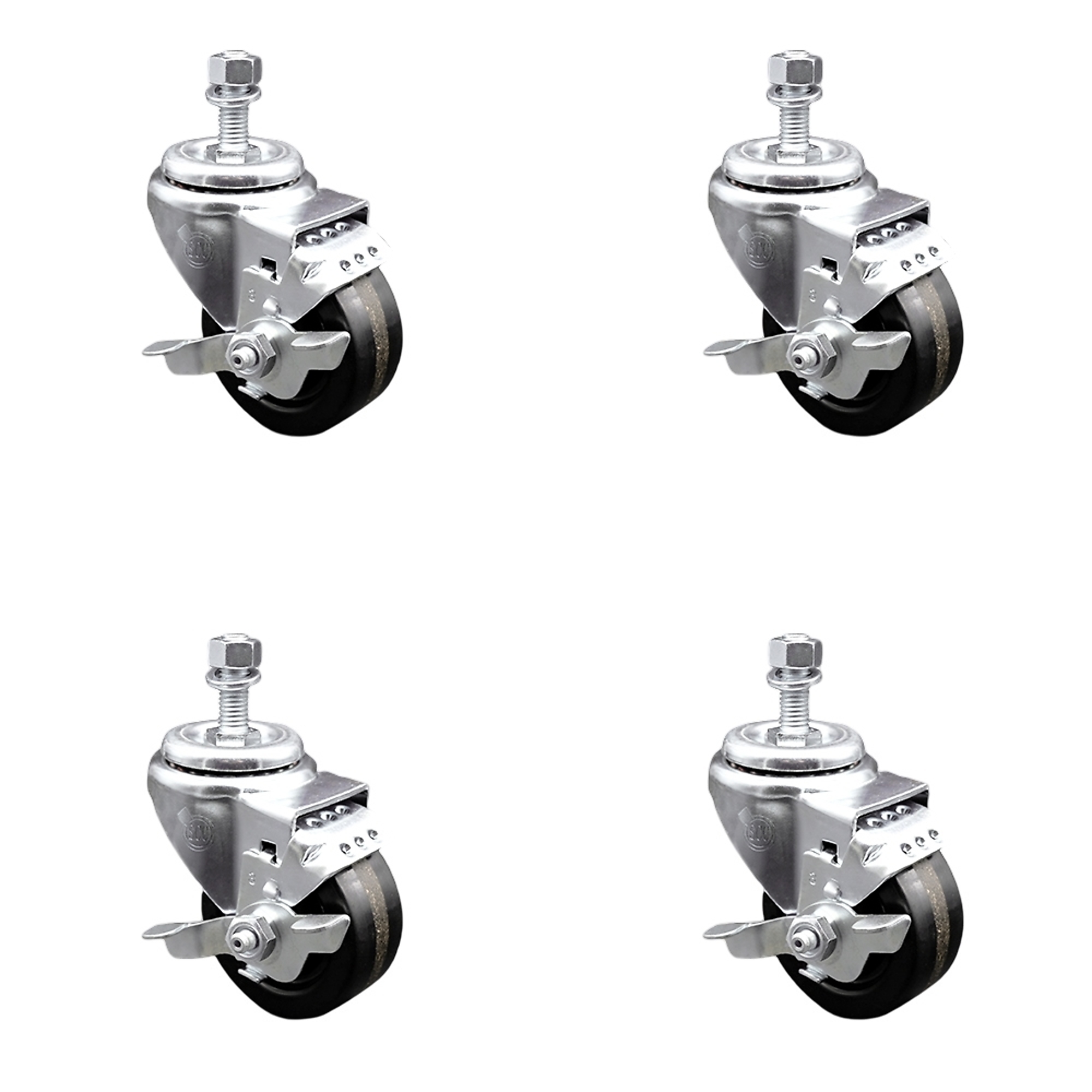 Service Caster, 3Inch x 1 1/4Inch Stem Casters, Wheel Diameter 3 in, Caster Type Swivel, Package (qty.) 4, Model SCC-SSTS20S314-PHS-TLB-121315-4