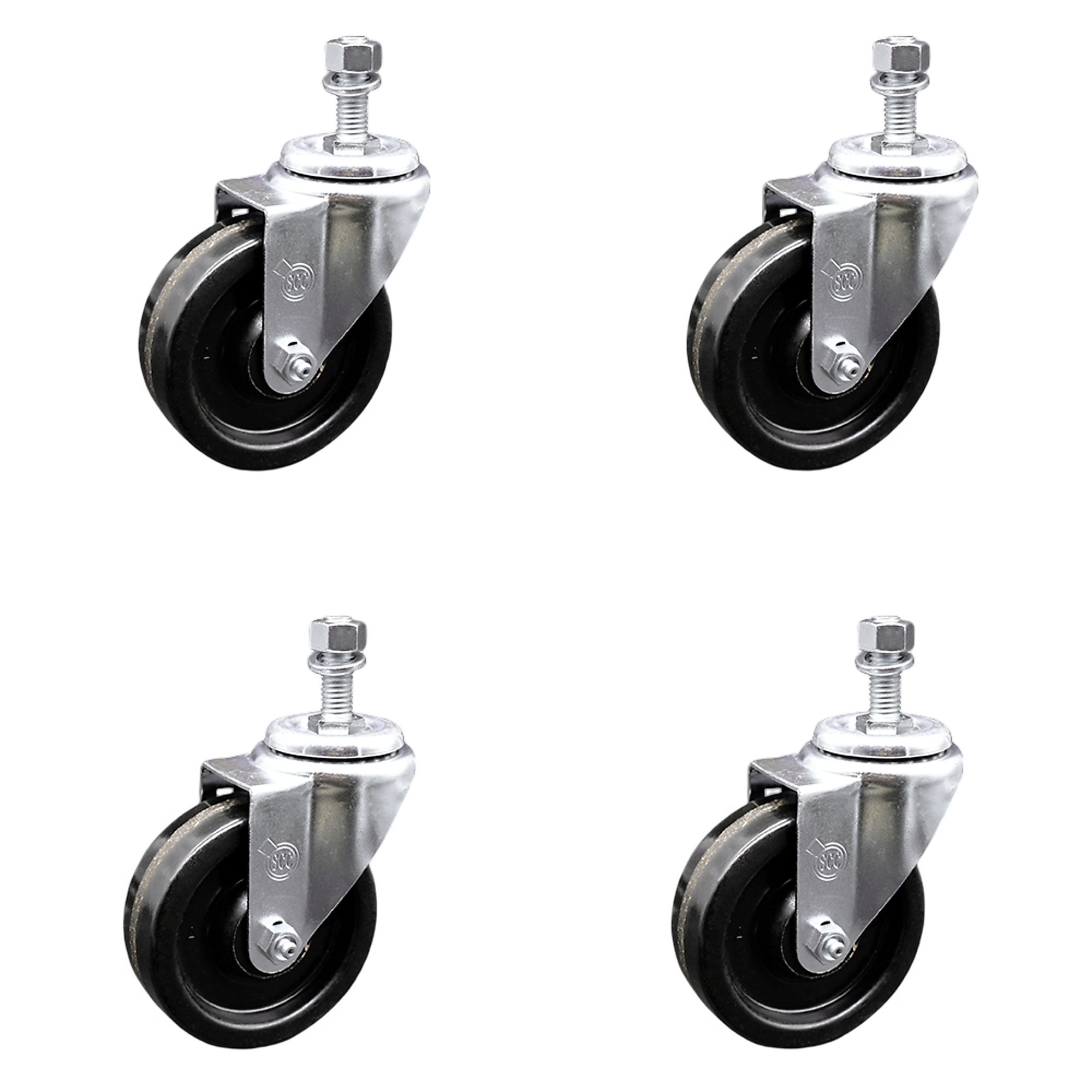 Service Caster, 4Inch x 1 1/4Inch Stem Casters, Wheel Diameter 4 in, Caster Type Swivel, Package (qty.) 4, Model SCC-SSTS20S414-PHS-121315-4