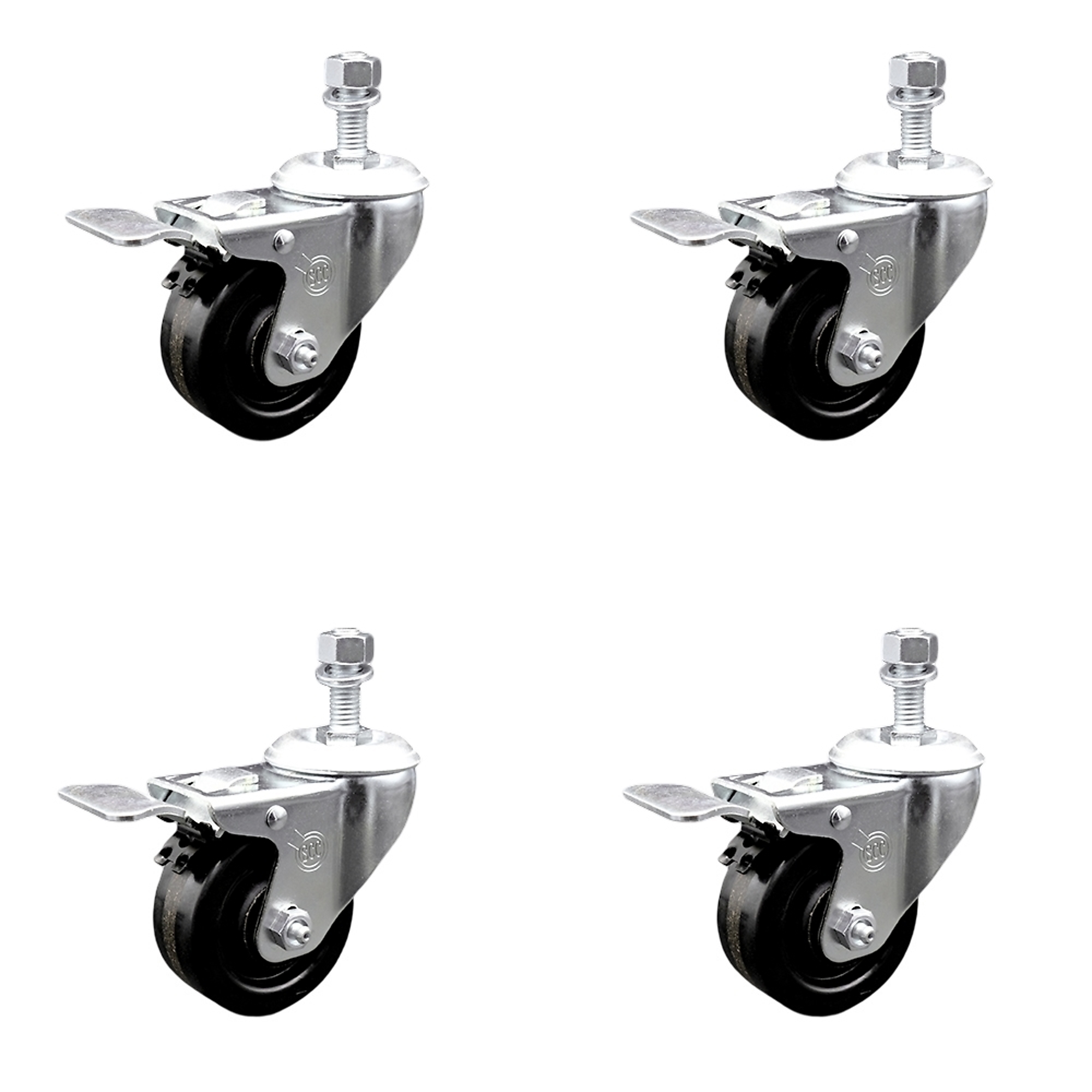 Service Caster, 3 1/2Inch x 1 1/4Inch Stem Casters, Wheel Diameter 3.5 in, Caster Type Swivel, Package (qty.) 4, Model SCC-SSTSTTL20S3514-PHS-381615-4