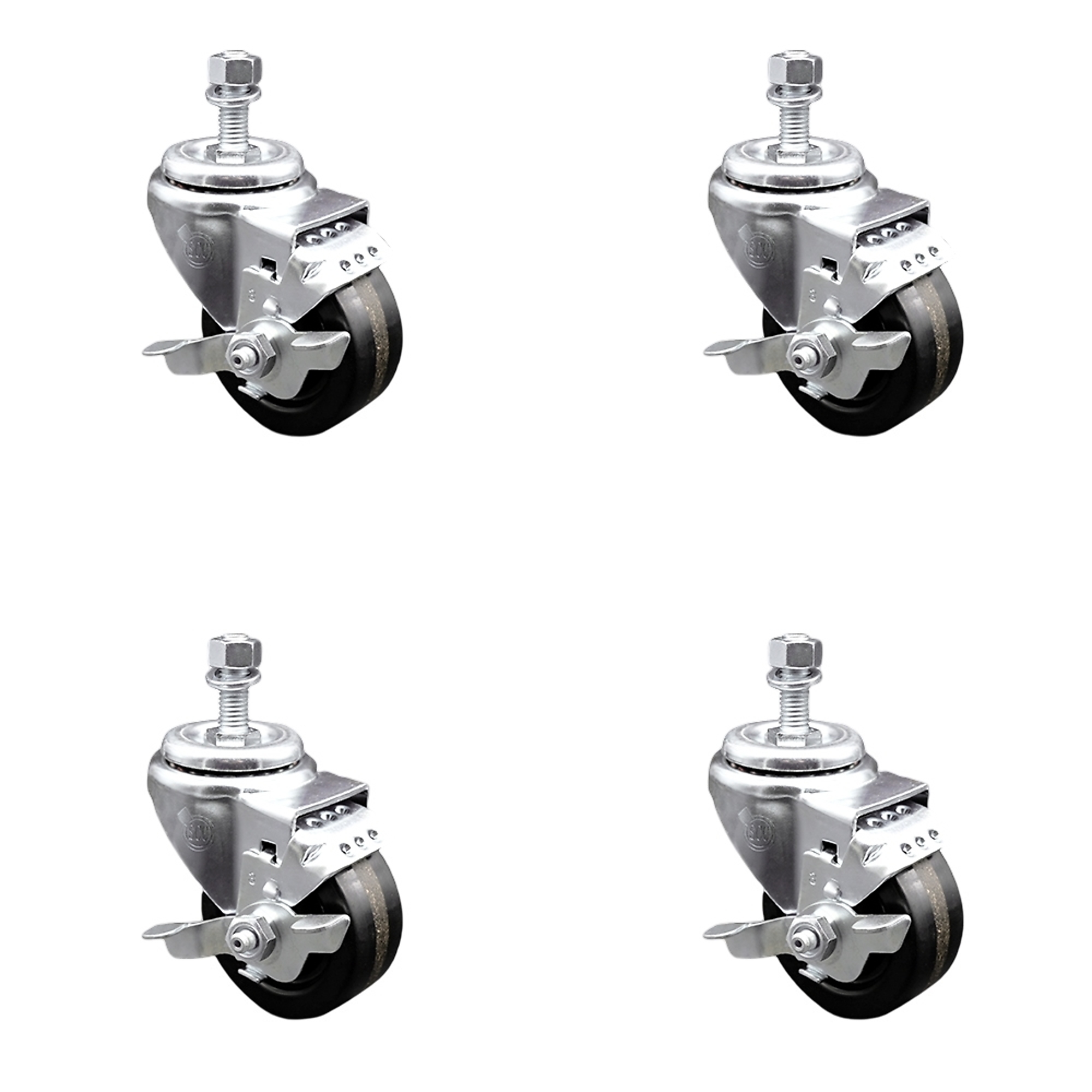 Service Caster, 3Inch x 1 1/4Inch Stem Casters, Wheel Diameter 3 in, Caster Type Swivel, Package (qty.) 4, Model SCC-SSTS20S314-PHS-TLB-381615-4