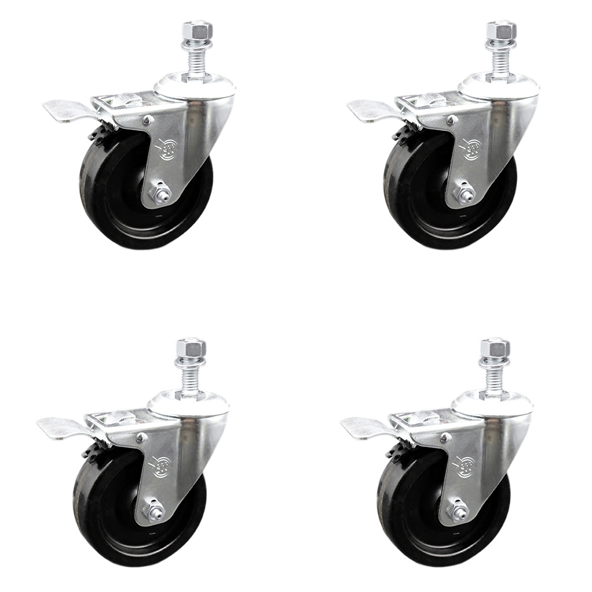 Service Caster, 4Inch x 1 1/4Inch Stem Casters, Wheel Diameter 4 in, Caster Type Swivel, Package (qty.) 4, Model SCC-SSTSTTL20S414-PHS-M1015-4