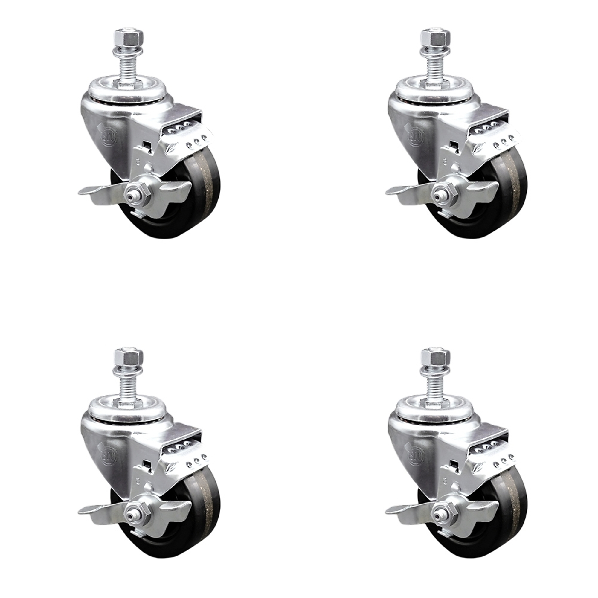 Service Caster, 3 1/2Inch x 1 1/4Inch Stem Casters, Wheel Diameter 3.5 in, Caster Type Swivel, Package (qty.) 4, Model SCC-SSTS20S3514-PHS-TLB-M1015-4