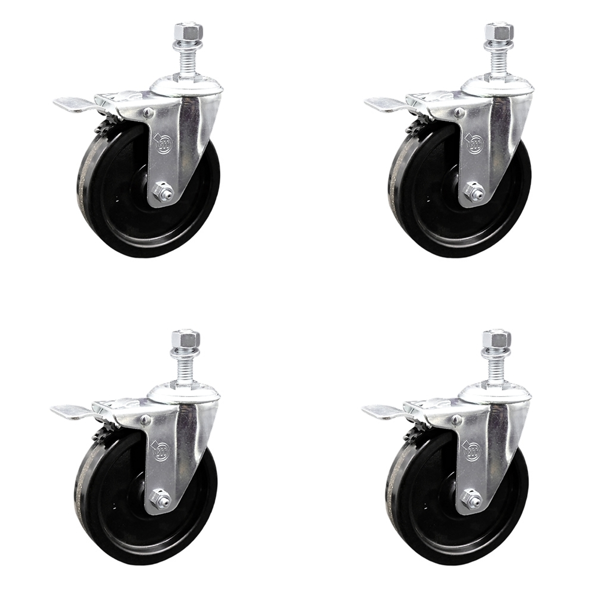 Service Caster, 5Inch x 1 1/4Inch Stem Casters, Wheel Diameter 5 in, Caster Type Swivel, Package (qty.) 4, Model SCC-TSTTL20S514-PHS-M1215-4