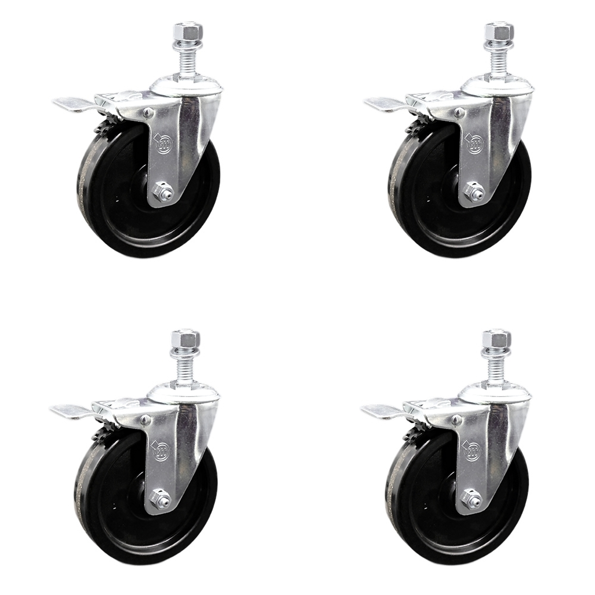 Service Caster, 5Inch x 1 1/4Inch Stem Casters, Wheel Diameter 5 in, Caster Type Swivel, Package (qty.) 4, Model SCC-SSTSTTL20S514-PHS-M1215-4