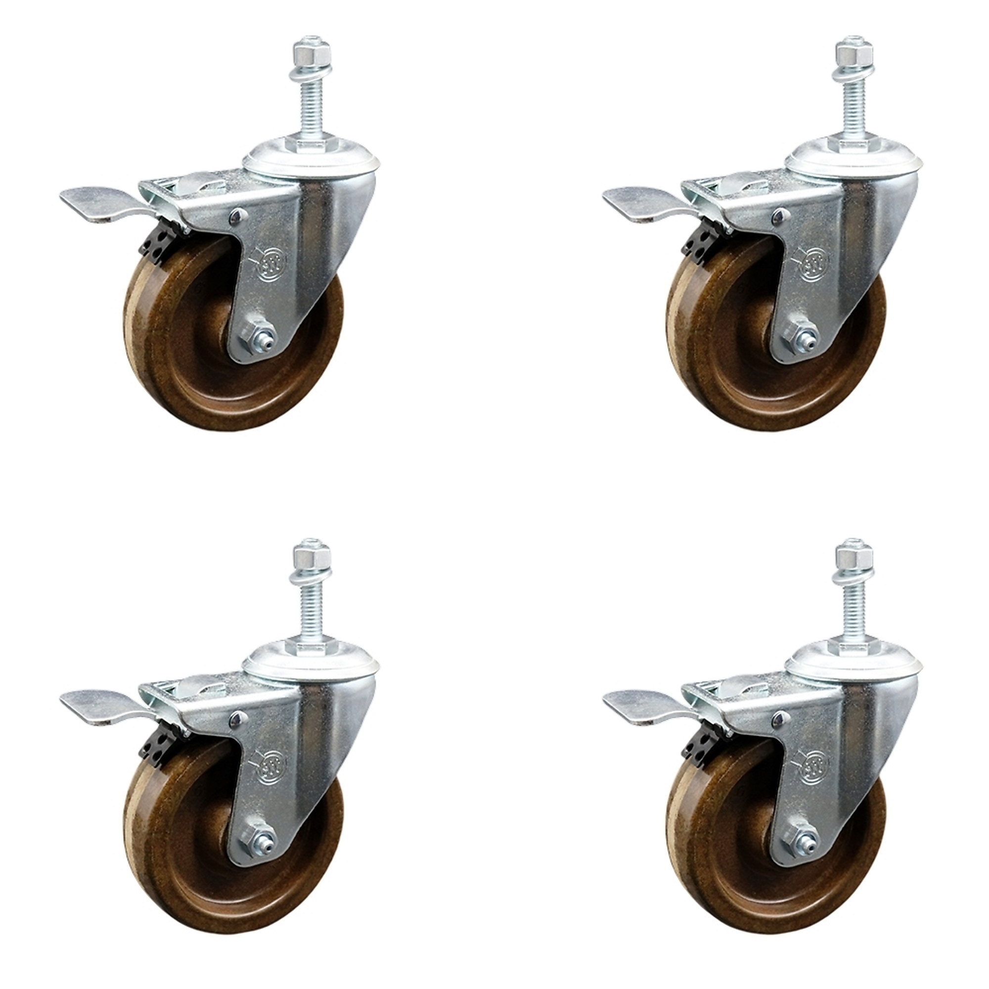 Service Caster, 4Inch x 1 1/4Inch Stem Casters, Wheel Diameter 4 in, Caster Type Swivel, Package (qty.) 4, Model SCC-TSTTL20S414-PHSHT-M1015-4