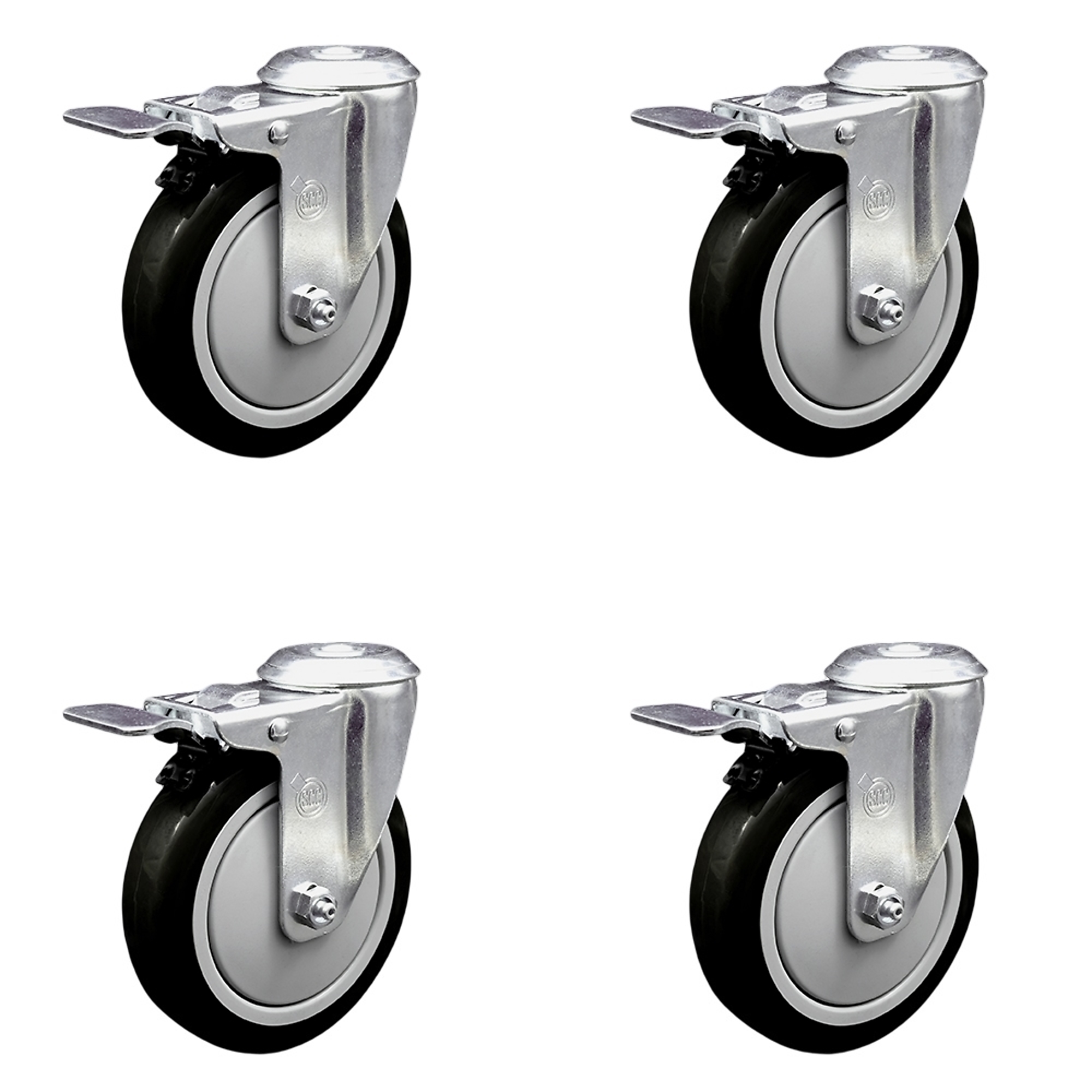 Service Caster, 5Inch x 1 1/4Inch Stem Casters, Wheel Diameter 5 in, Caster Type Swivel, Package (qty.) 4, Model SCC-BHTTL20S514-PPUB-BLK-4