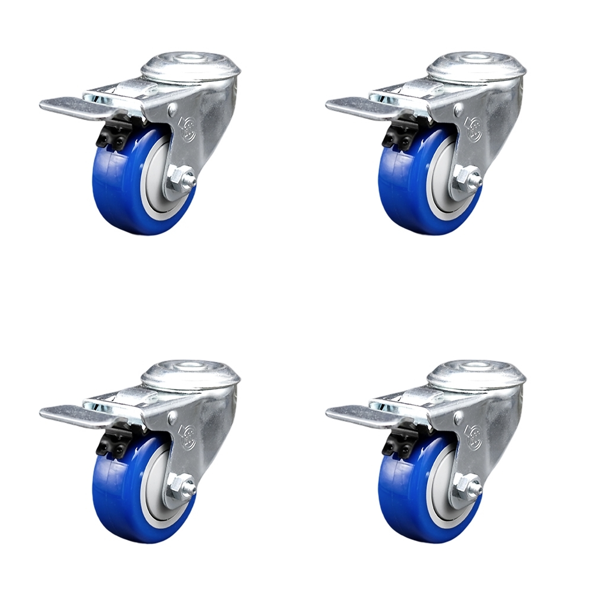 Service Caster, 3Inch x 1 1/4Inch Stem Casters, Wheel Diameter 3 in, Caster Type Swivel, Package (qty.) 4, Model SCC-BHTTL20S314-PPUB-BLUE-4