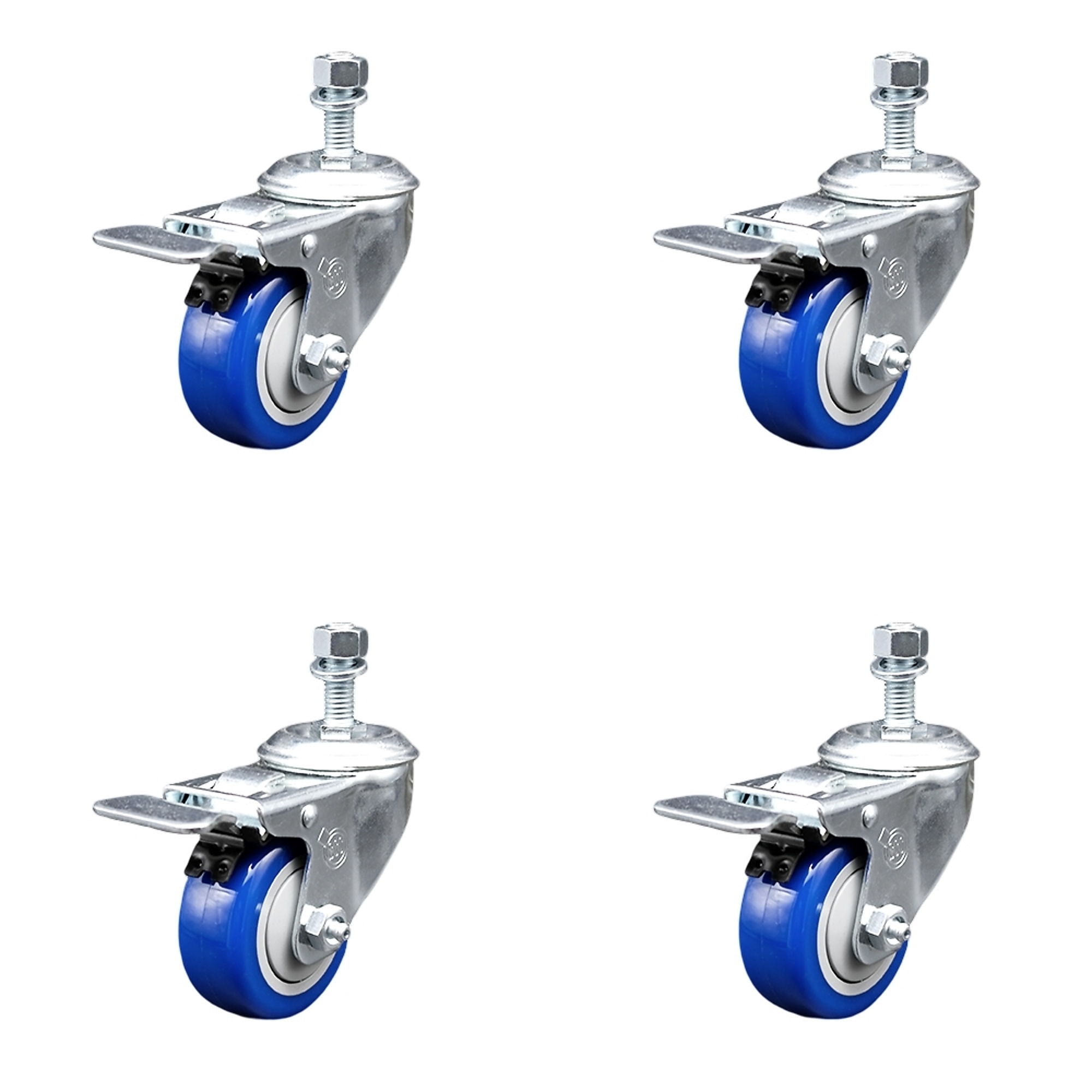 Service Caster, 3 1/2Inch x 1 1/4Inch Stem Casters, Wheel Diameter 3.5 in, Caster Type Swivel, Package (qty.) 4, Model SCC-TSTTL20S3514-PPUB-BLUE-