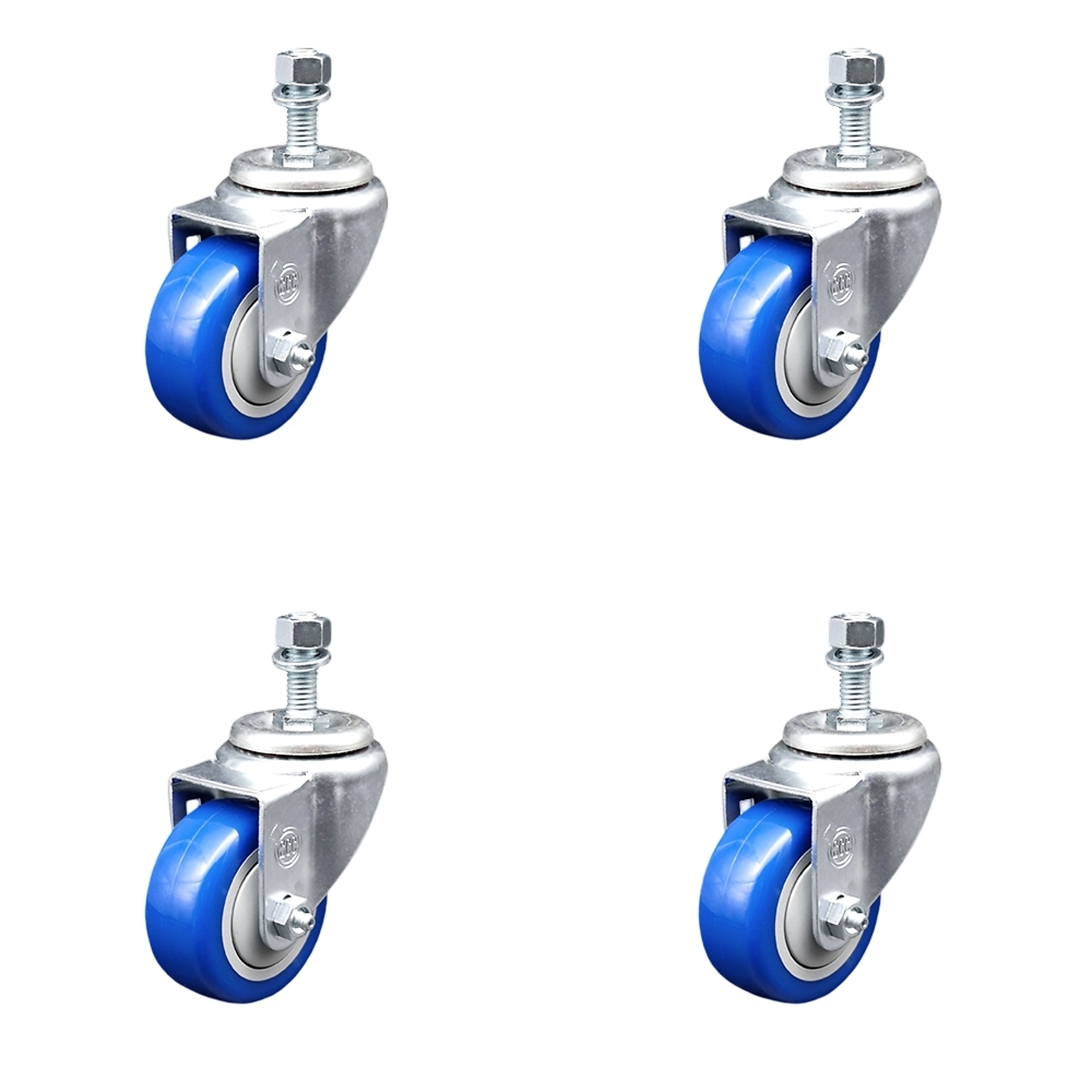 Service Caster, 3 1/2Inch x 1 1/4Inch Stem Casters, Wheel Diameter 3.5 in, Caster Type Swivel, Package (qty.) 4, Model SCC-TS20S3514-PPUB-BLUE-121315-