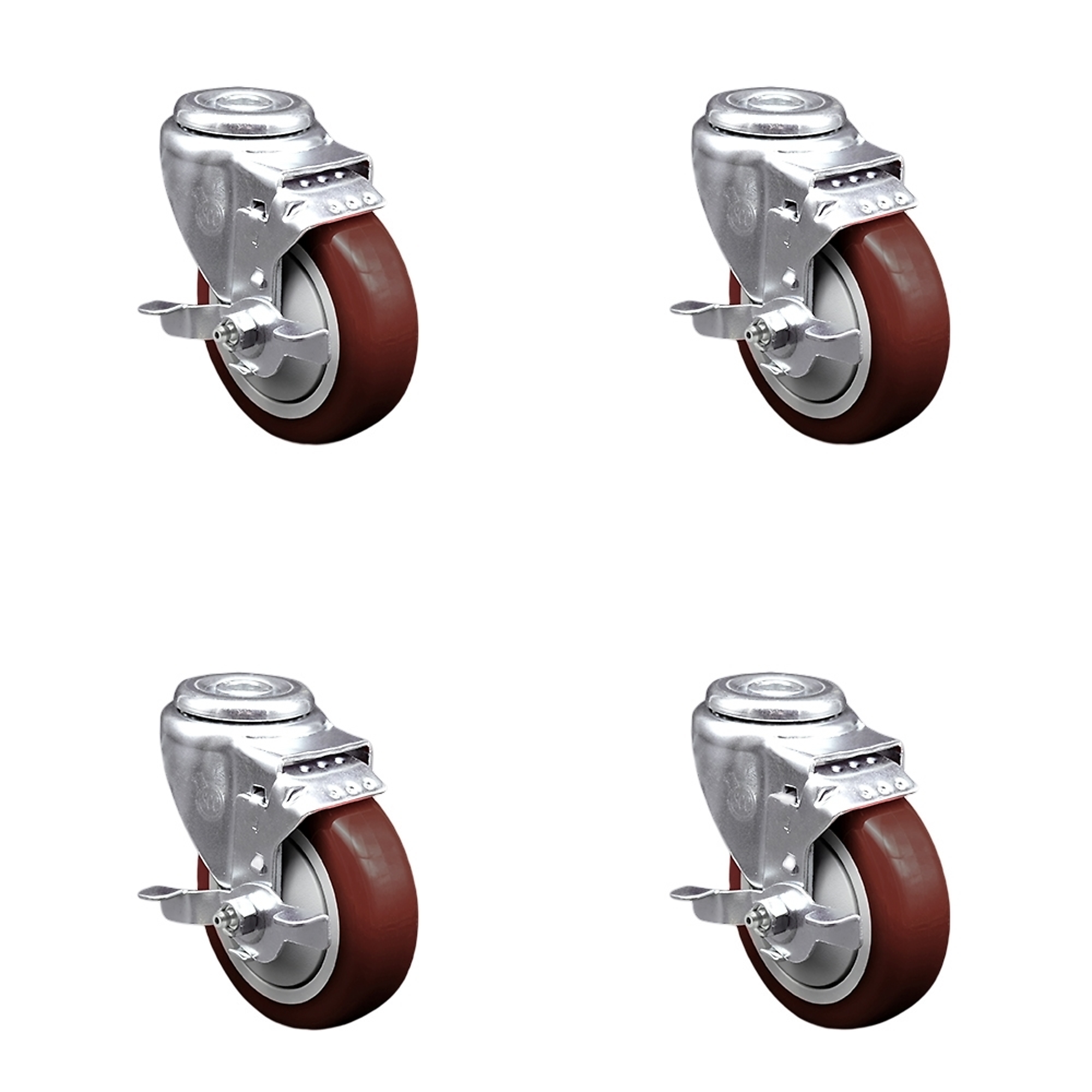 Service Caster, 4Inch x 1 1/4Inch Stem Casters, Wheel Diameter 4 in, Caster Type Swivel, Package (qty.) 4, Model SCC-BH20S414-PPUB-MRN-TLB-4