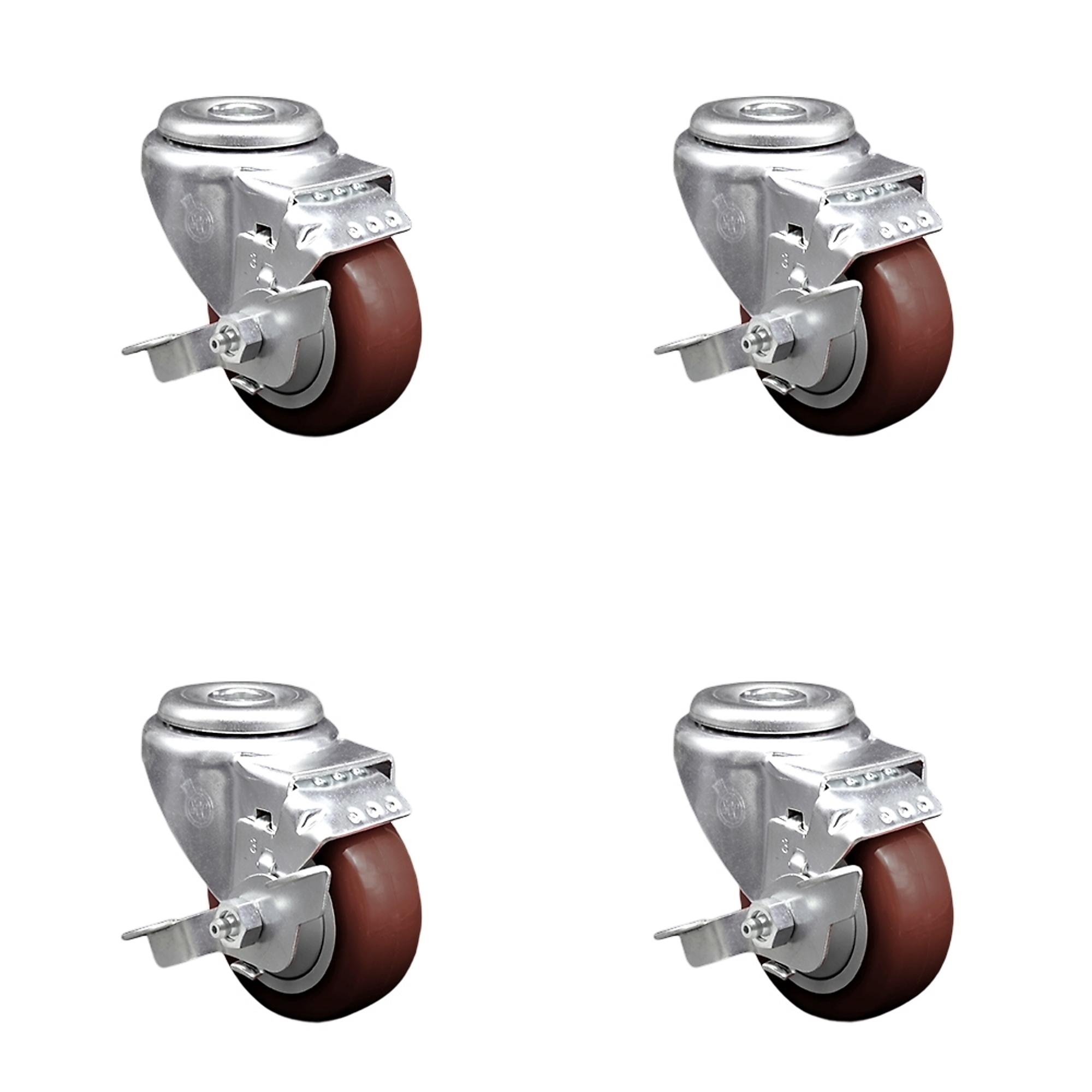 Service Caster, 3Inch x 1 1/4Inch Stem Casters, Wheel Diameter 3 in, Caster Type Swivel, Package (qty.) 4, Model SCC-BH20S314-PPUB-MRN-TLB-4