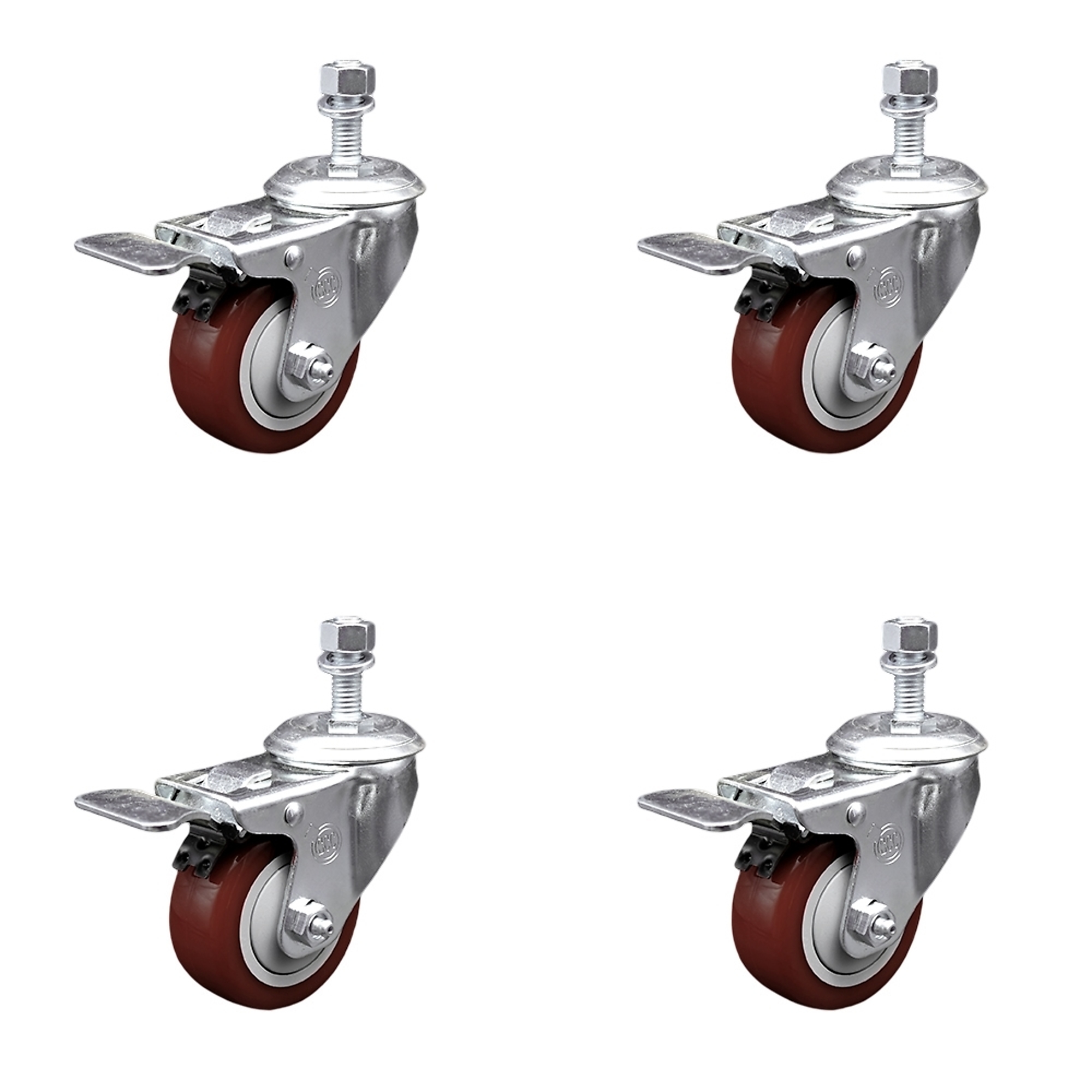 Service Caster, 3 1/2Inch x 1 1/4Inch Stem Casters, Wheel Diameter 3.5 in, Caster Type Swivel, Package (qty.) 4, Model SCC-TSTTL20S3514-PPUB-MRN-