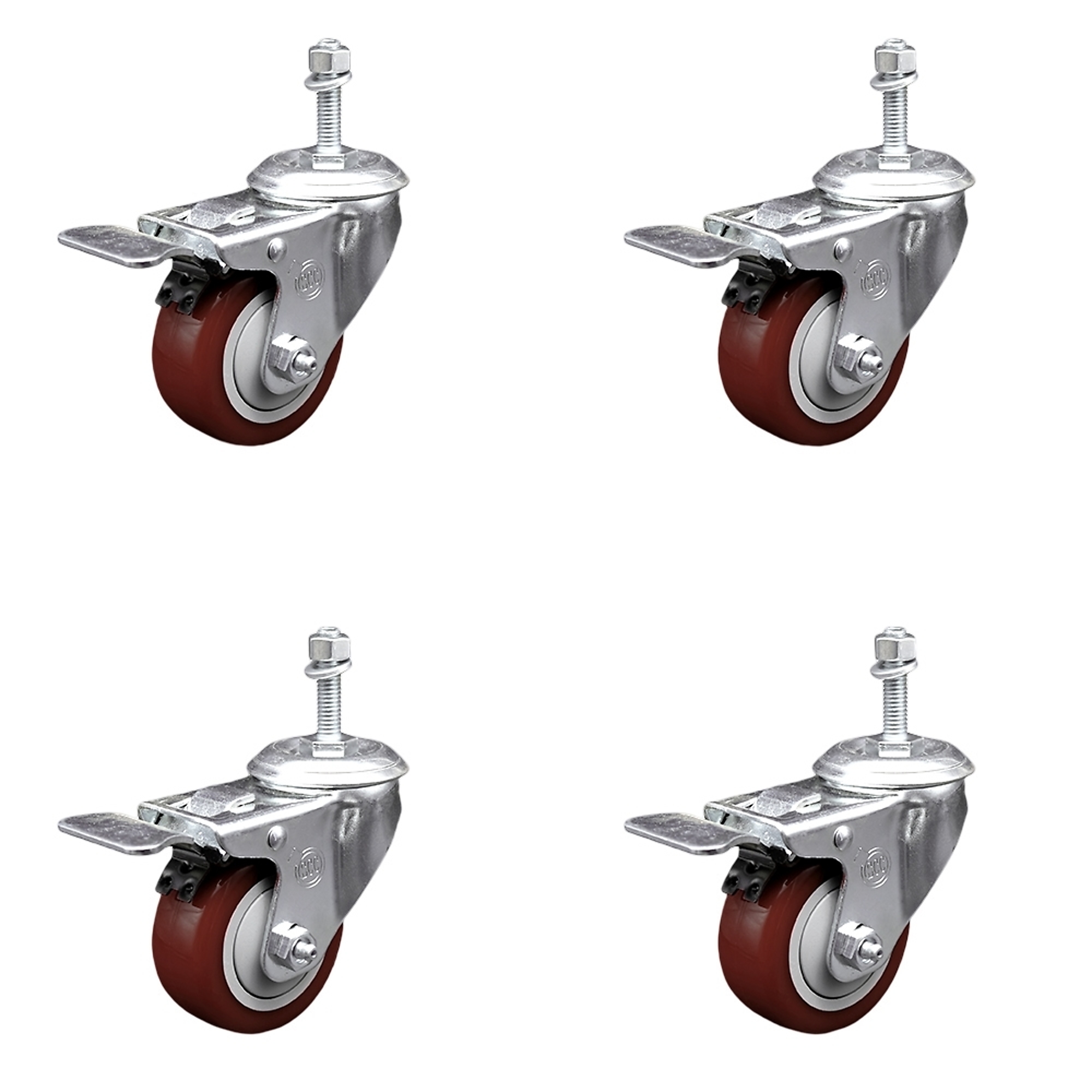 Service Caster, 3 1/2Inch x 1 1/4Inch Stem Casters, Wheel Diameter 3.5 in, Caster Type Swivel, Package (qty.) 4, Model SCC-TSTTL20S3514-PPUB-MRN-