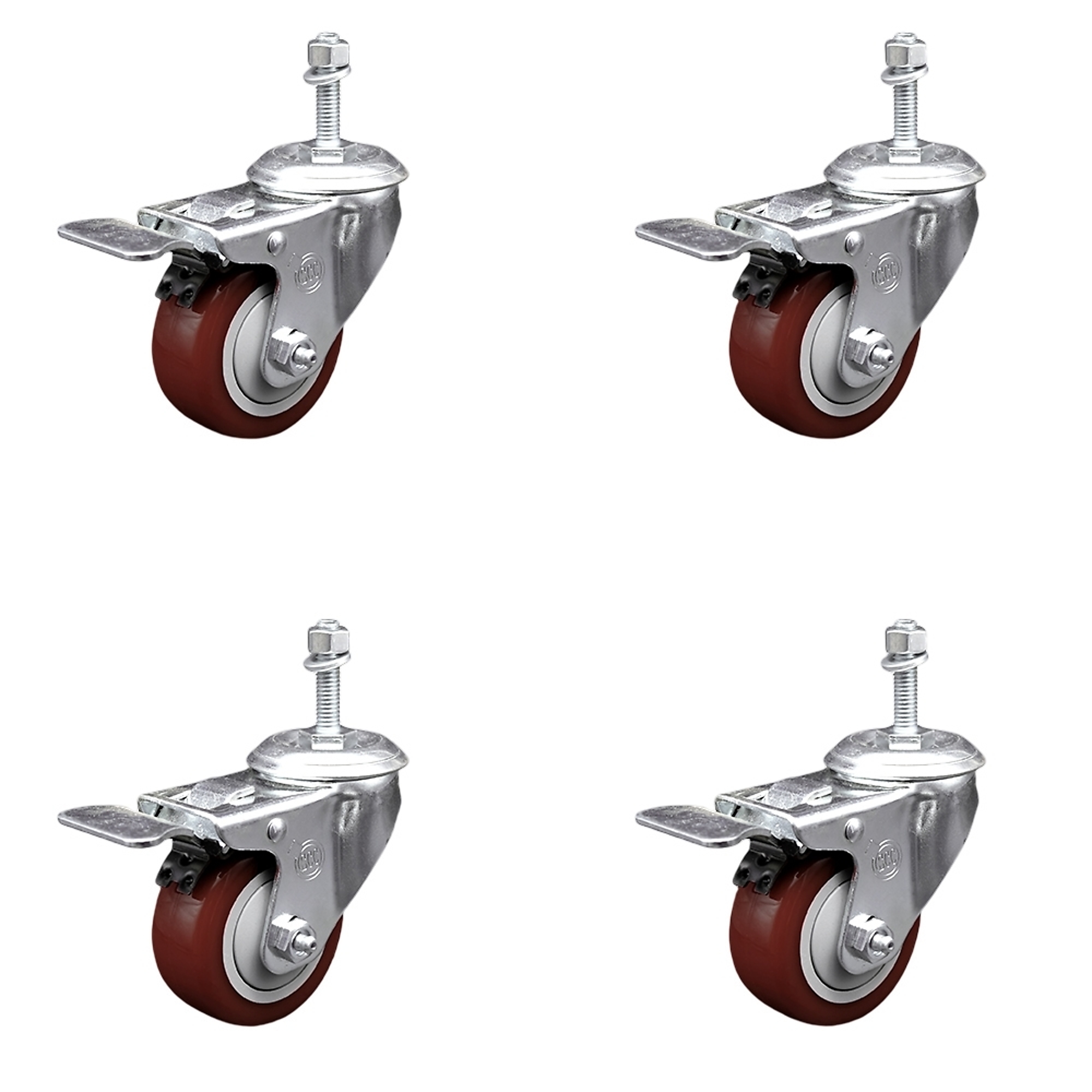 Service Caster, 3 1/2Inch x 1 1/4Inch Stem Casters, Wheel Diameter 3.5 in, Caster Type Swivel, Package (qty.) 4, Model SCC-TSTTL20S3514-PPUB-MRN-M1015