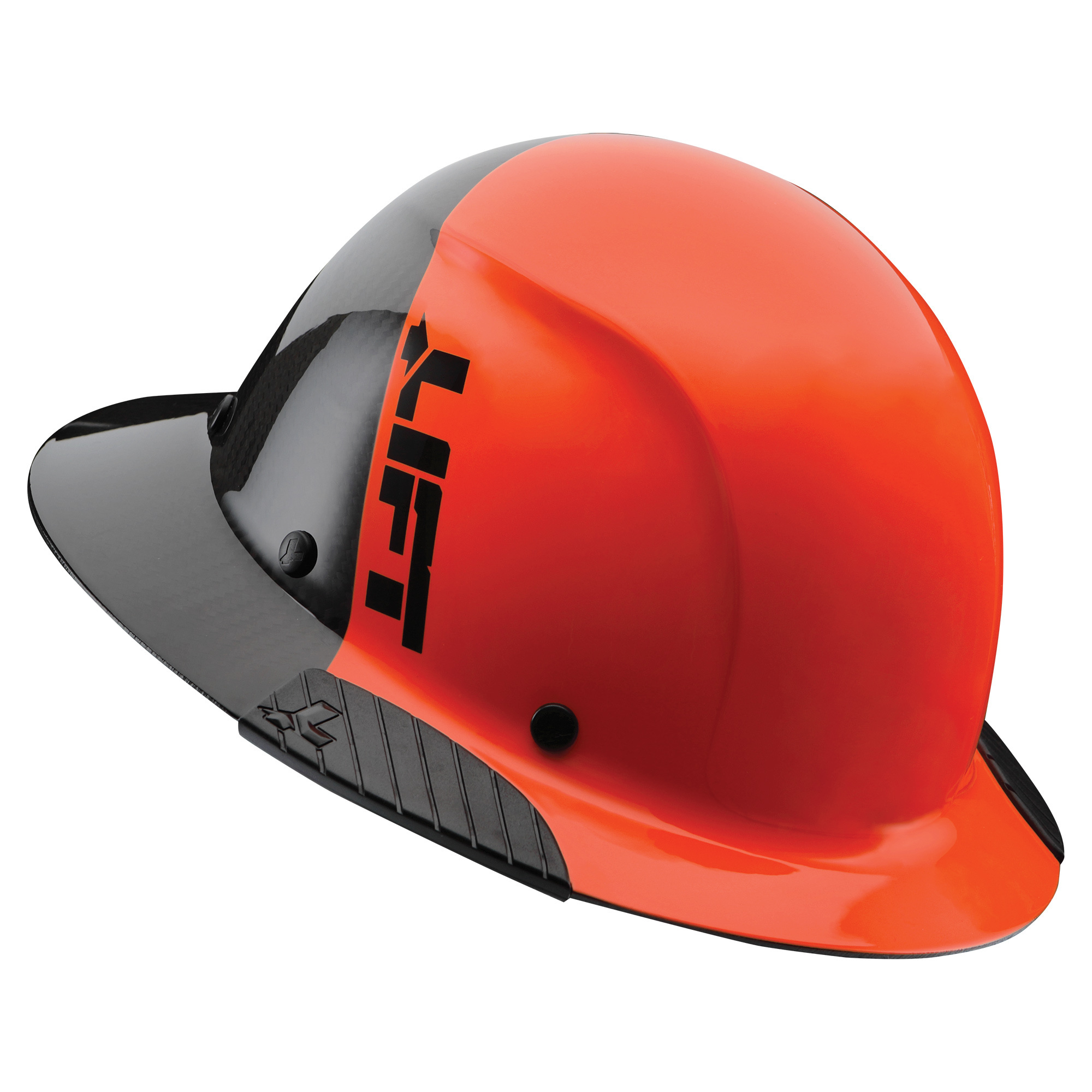 LIFT Safety, DAX Carbon Fiber Full Brim 50-50 (Orange/Black), Hard Hat Style Full Brim, Hat Size Adjustable, Color Orange, Model HDF50C-19OC