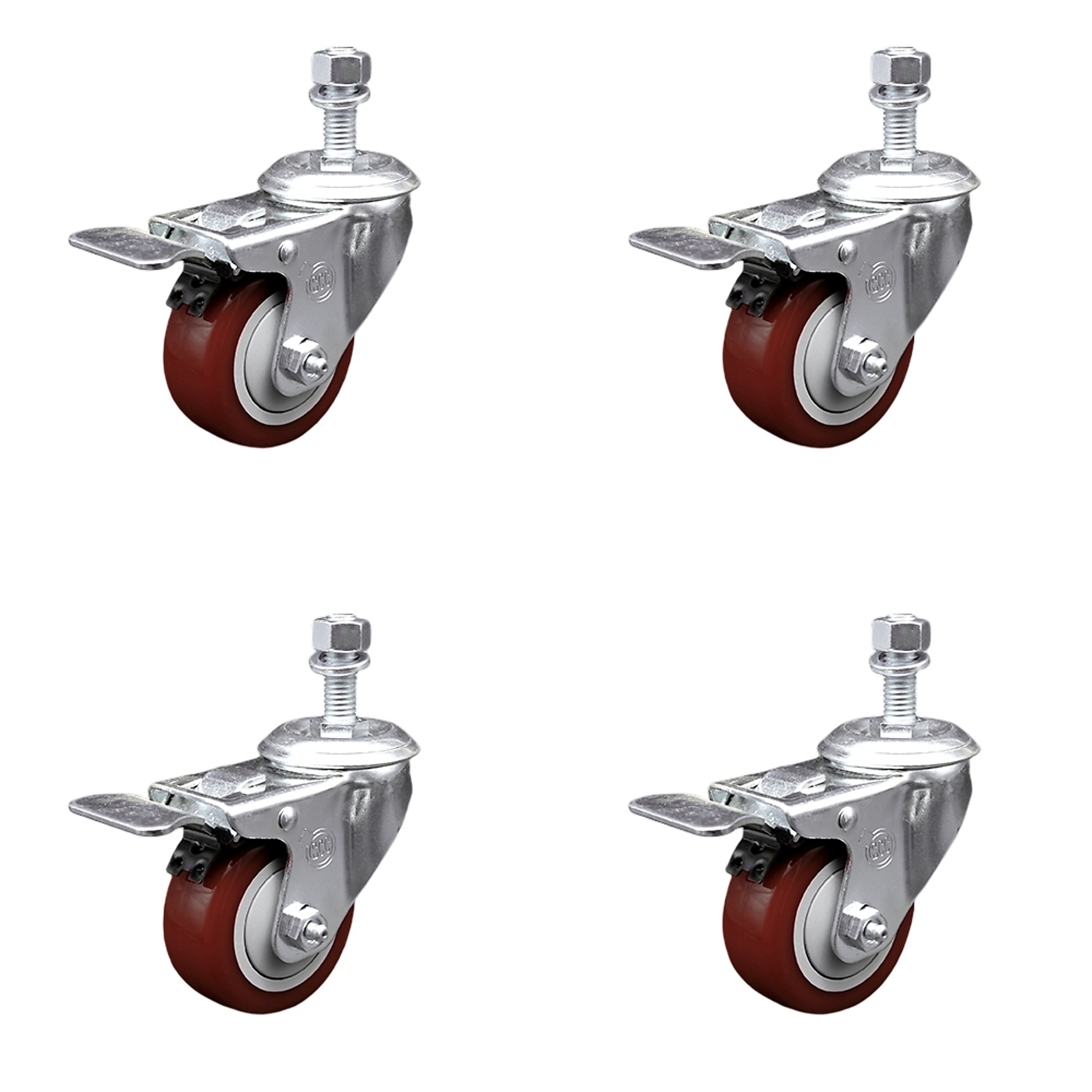 Service Caster, 3 1/2Inch x 1 1/4Inch Stem Casters, Wheel Diameter 3.5 in, Caster Type Swivel, Package (qty.) 4, Model SCC-SSTSTTL20S3514-PPUB-MRN-