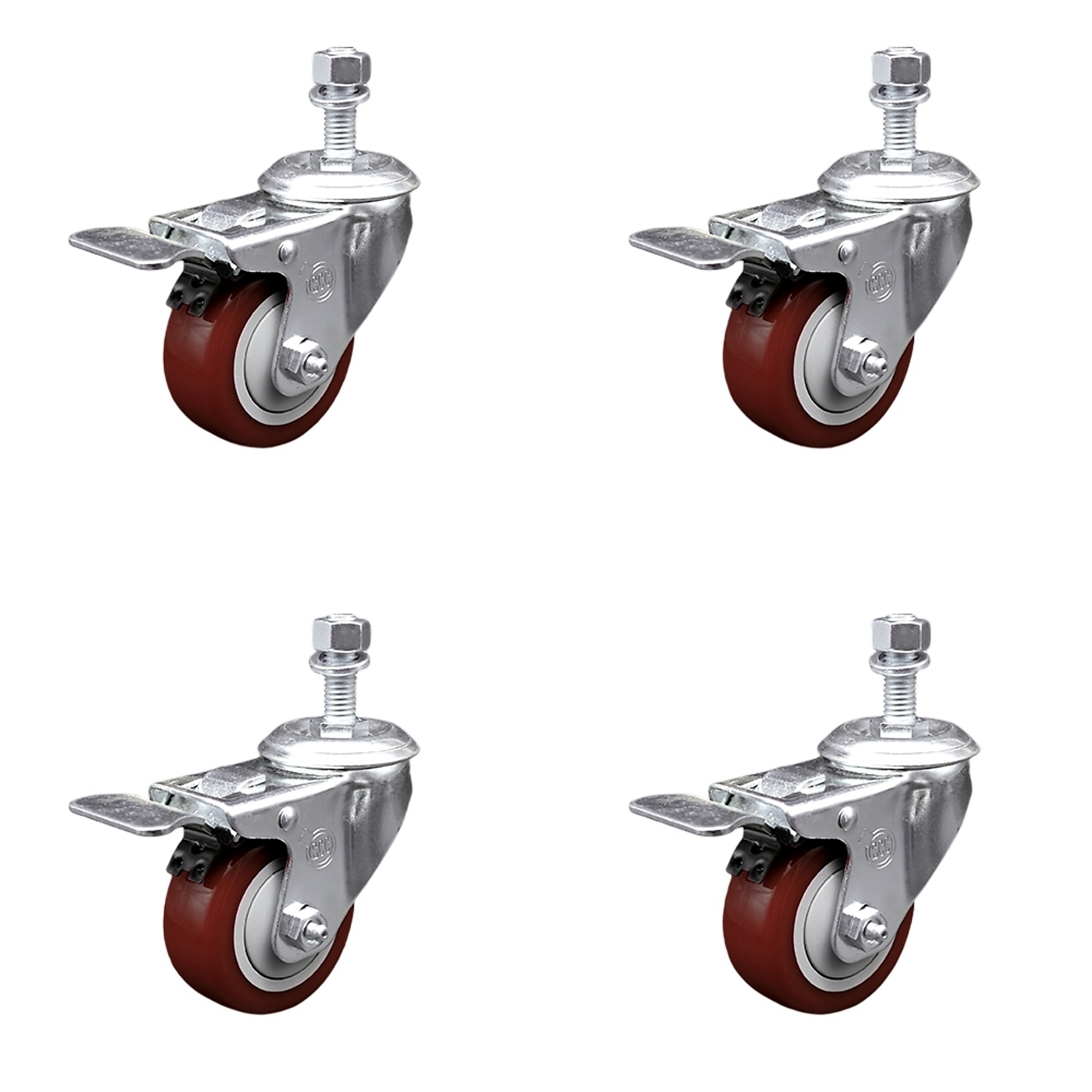 Service Caster, 3 1/2Inch x 1 1/4Inch Stem Casters, Wheel Diameter 3.5 in, Caster Type Swivel, Package (qty.) 4, Model SCC-TSTTL20S3514-PPUB-MRN-M1215