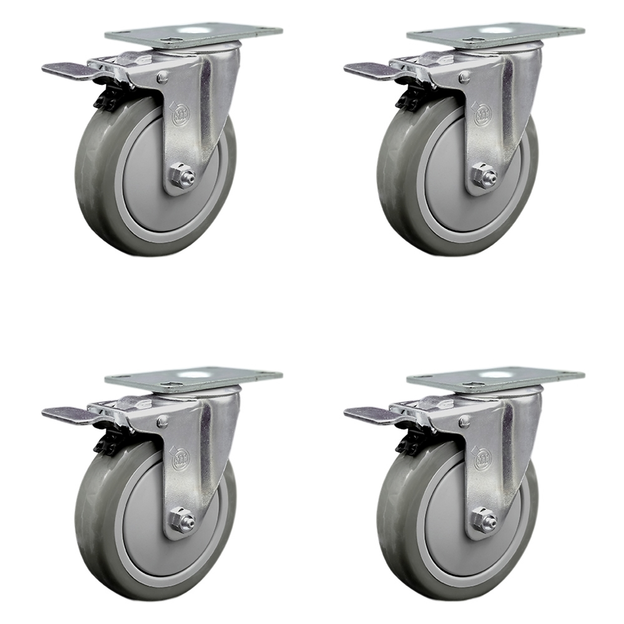 Service Caster, 5Inch x 1 1/4Inch Plate Casters, Wheel Diameter 5 in, Caster Type Swivel, Package (qty.) 4, Model SCC-SSTTL20S514-PPUB-4