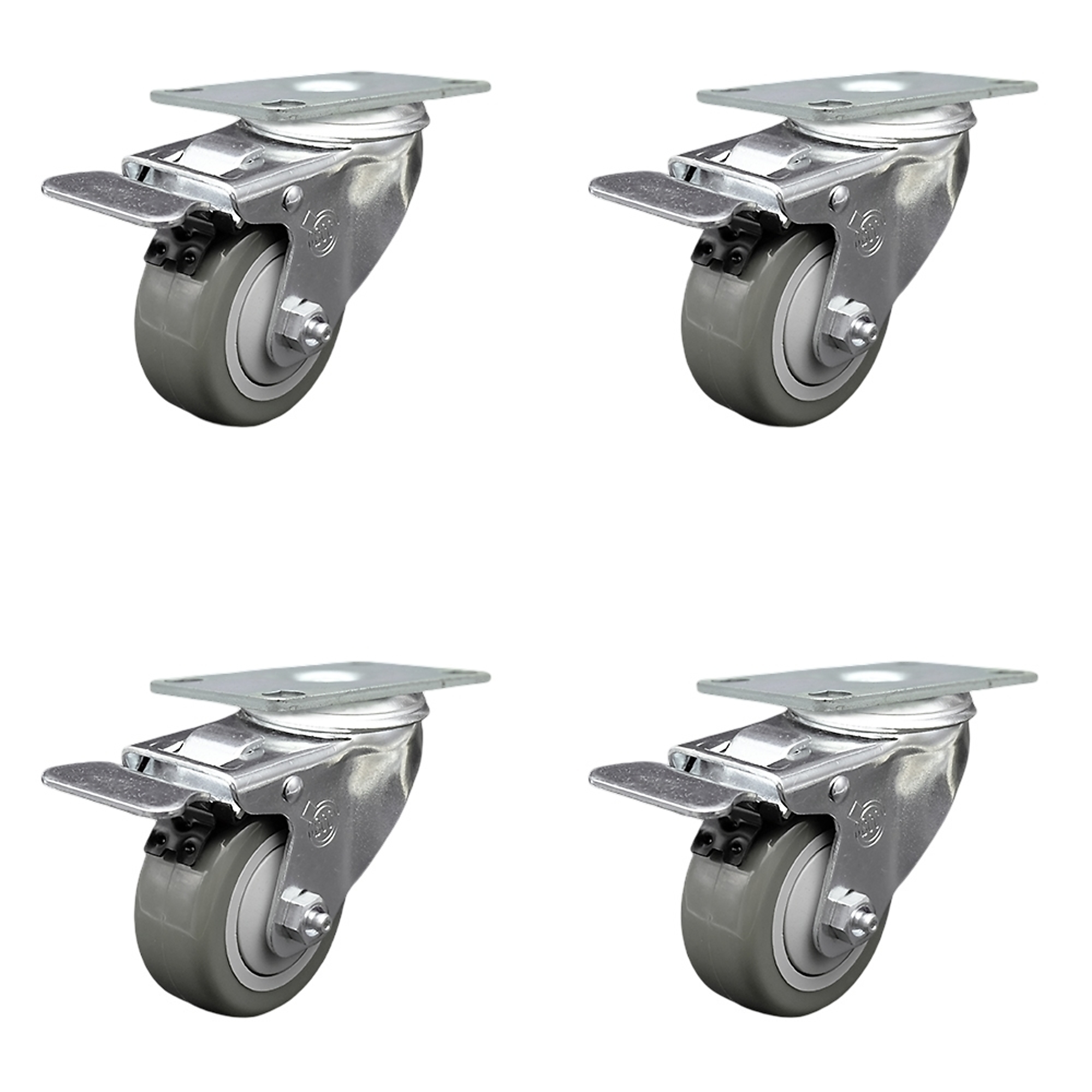 Service Caster, 3 1/2Inch x 1 1/4Inch Plate Casters, Wheel Diameter 3.5 in, Caster Type Swivel, Package (qty.) 4, Model SCC-SSTTL20S3514-PPUB-4