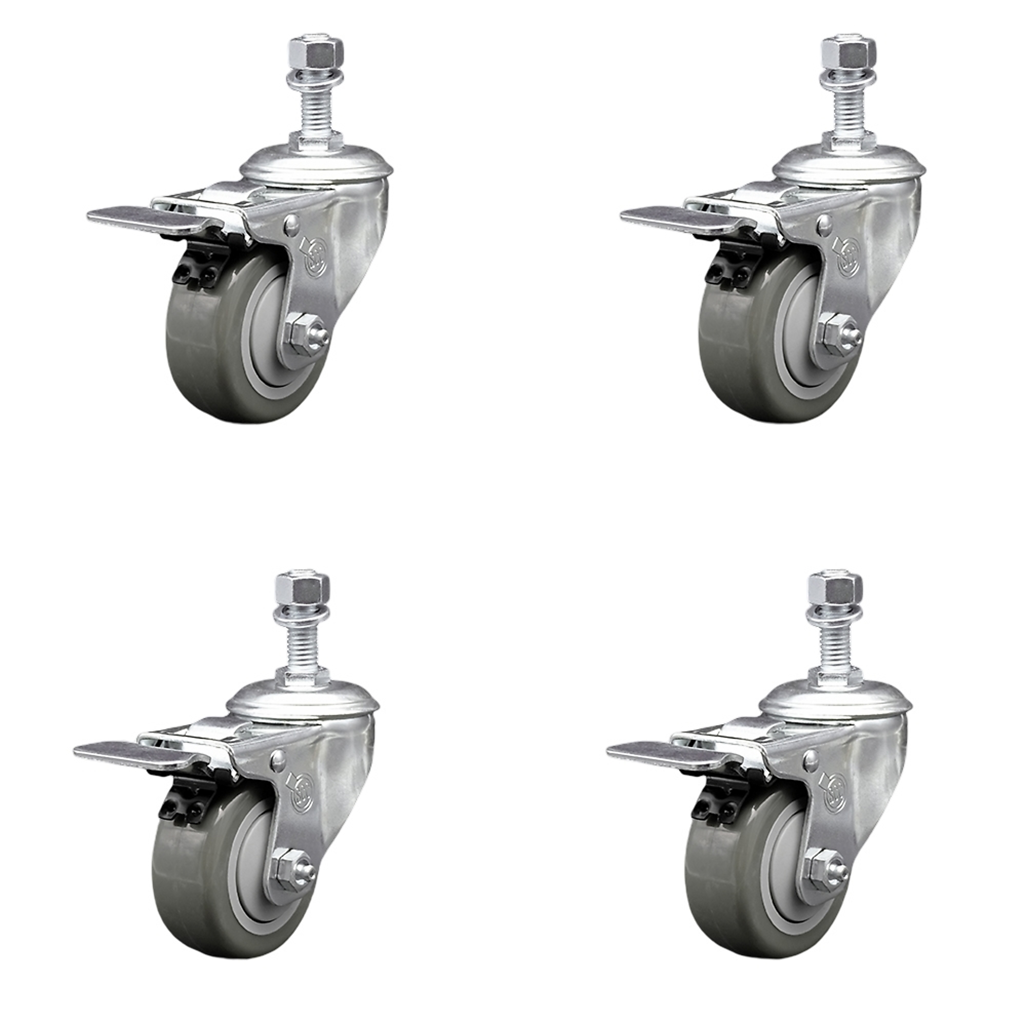 Service Caster, 3 1/2Inch x 1 1/4Inch Stem Casters, Wheel Diameter 3.5 in, Caster Type Swivel, Package (qty.) 4, Model SCC-TSTTL20S3514-PPUB-121315-4