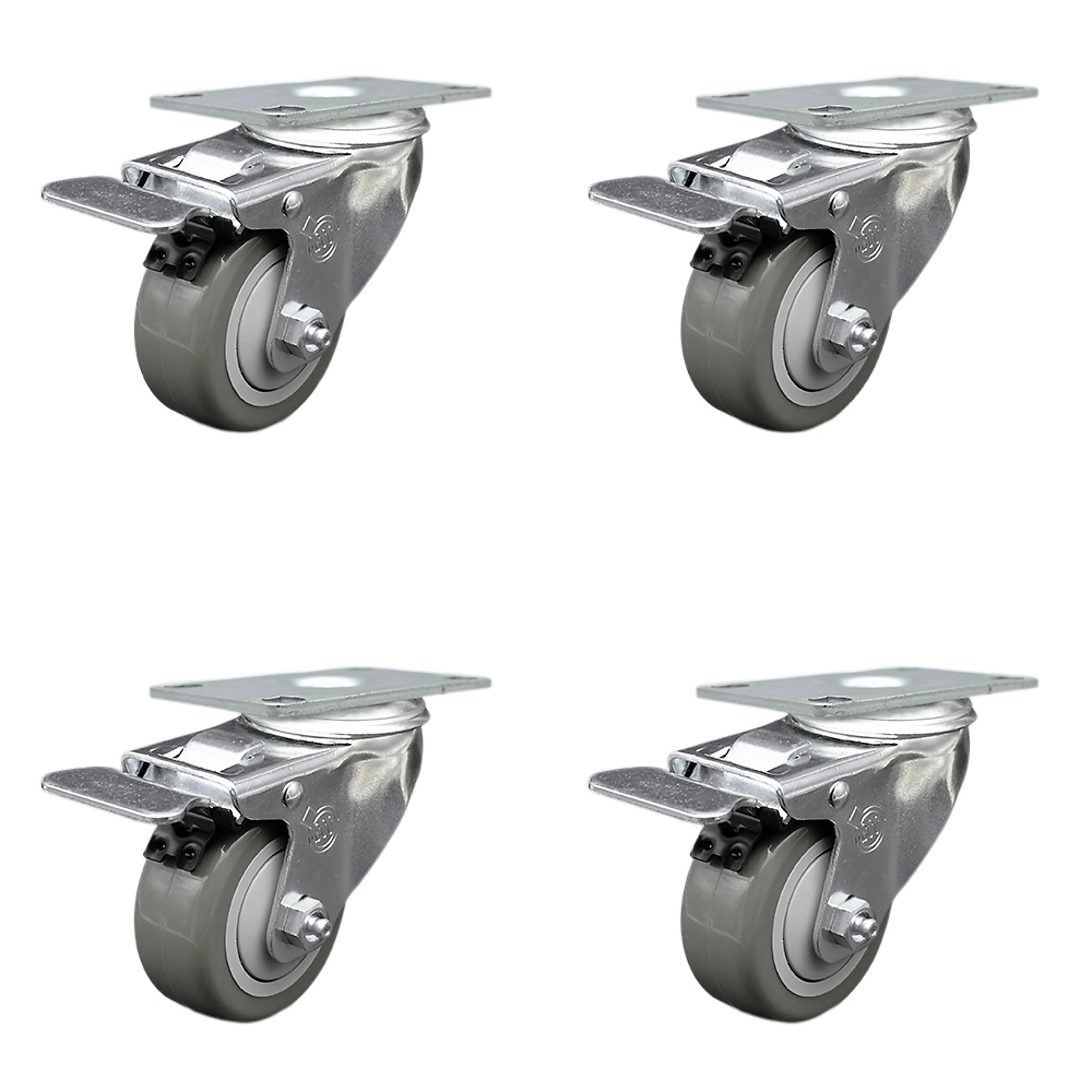 Service Caster, 3Inch x 1 1/4Inch Plate Casters, Wheel Diameter 3 in, Caster Type Swivel, Package (qty.) 4, Model SCC-SSTTL20S314-PPUB-4