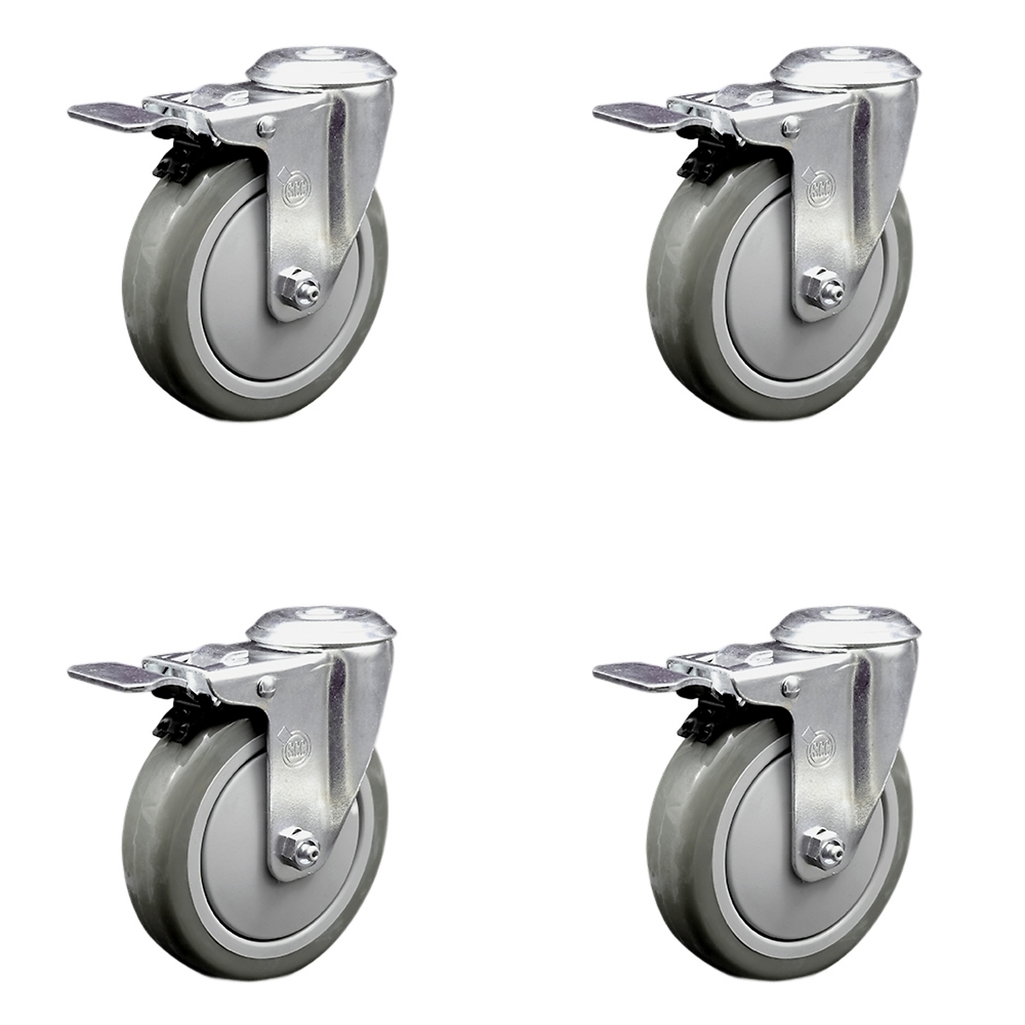 Service Caster, 5Inch x 1 1/4Inch Stem Casters, Wheel Diameter 5 in, Caster Type Swivel, Package (qty.) 4, Model SCC-SSBHTTL20S514-PPUB-4