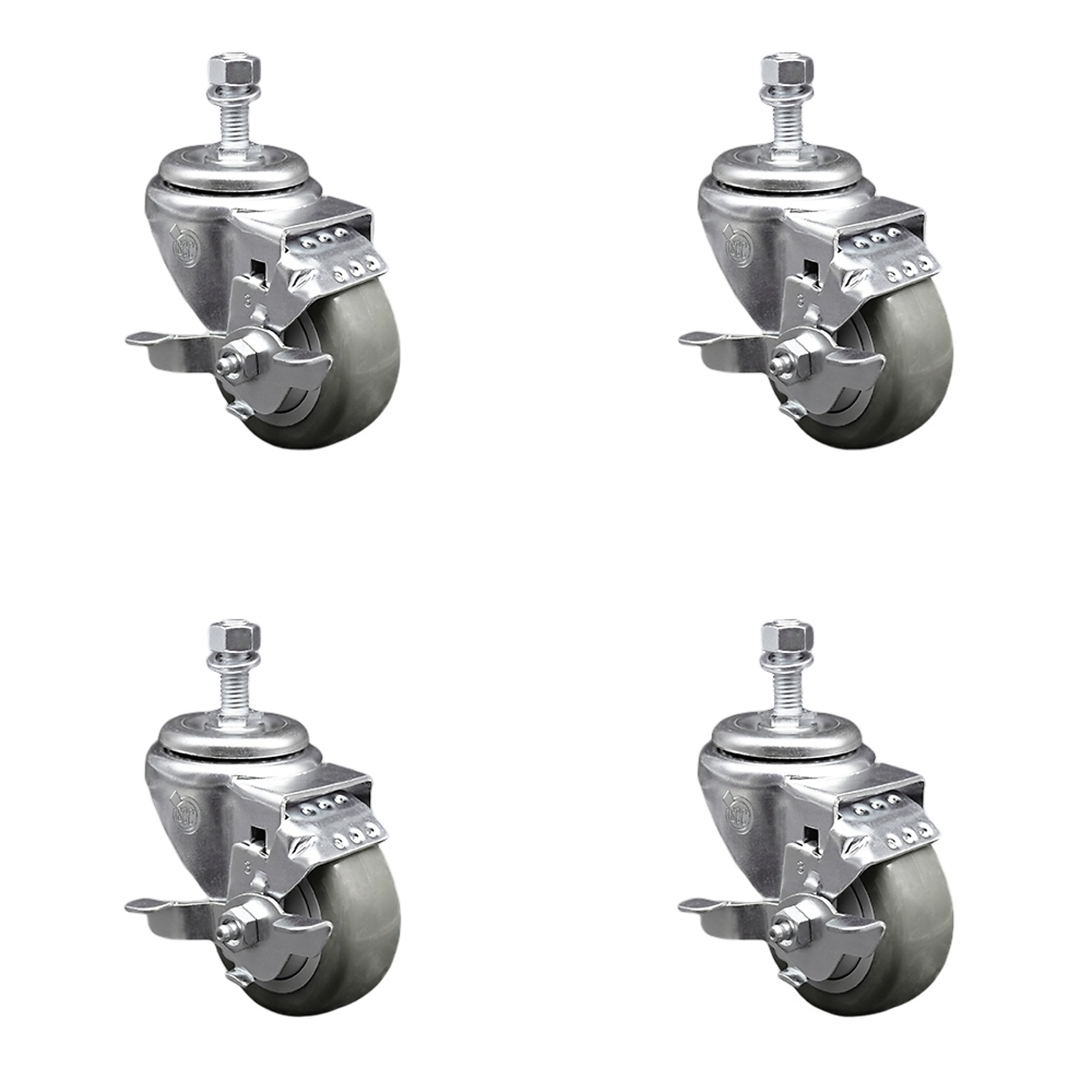 Service Caster, 3 1/2Inch x 1 1/4Inch Stem Casters, Wheel Diameter 3.5 in, Caster Type Swivel, Package (qty.) 4, Model SCC-SSTS20S3514-PPUB-TLB-121315