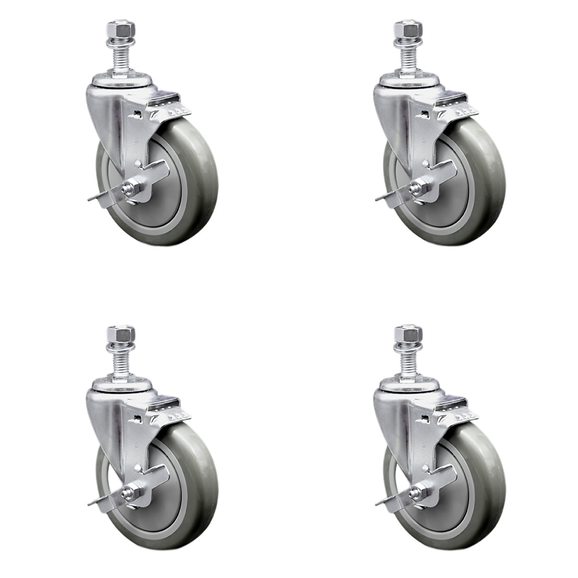 Service Caster, 5Inch x 1 1/4Inch Stem Casters, Wheel Diameter 5 in, Caster Type Swivel, Package (qty.) 4, Model SCC-SSTS20S514-PPUB-TLB-121315-4