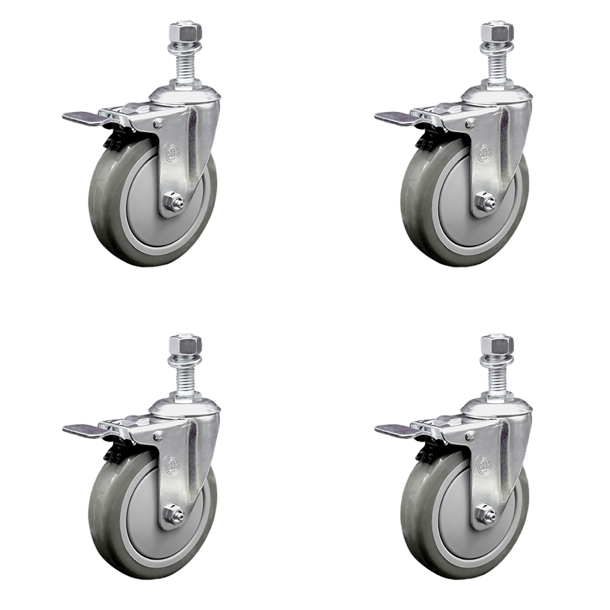 Service Caster, 5Inch x 1 1/4Inch Stem Casters, Wheel Diameter 5 in, Caster Type Swivel, Package (qty.) 4, Model SCC-TSTTL20S514-PPUB-121315-4