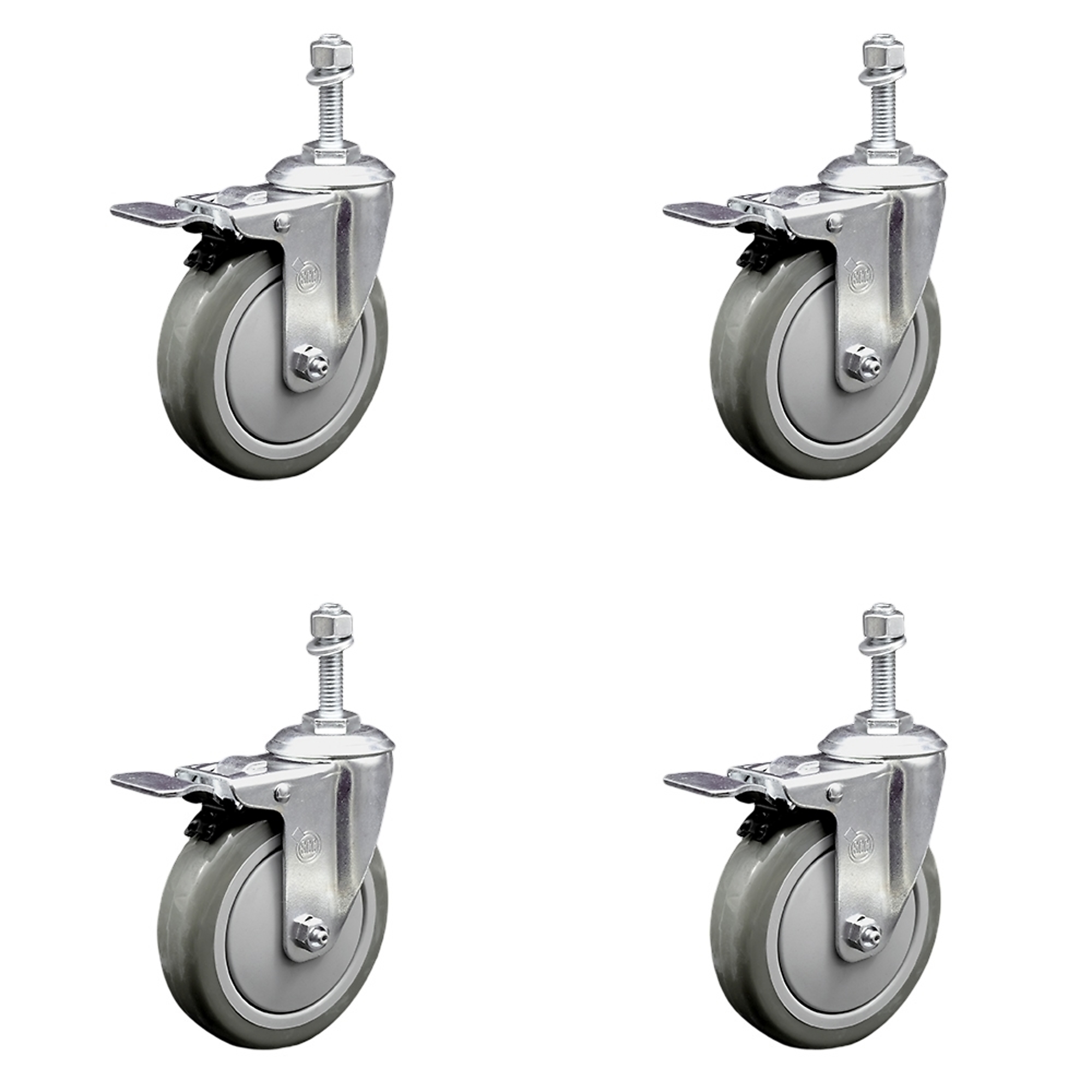 Service Caster, 5Inch x 1 1/4Inch Stem Casters, Wheel Diameter 5 in, Caster Type Swivel, Package (qty.) 4, Model SCC-TSTTL20S514-PPUB-381615-4