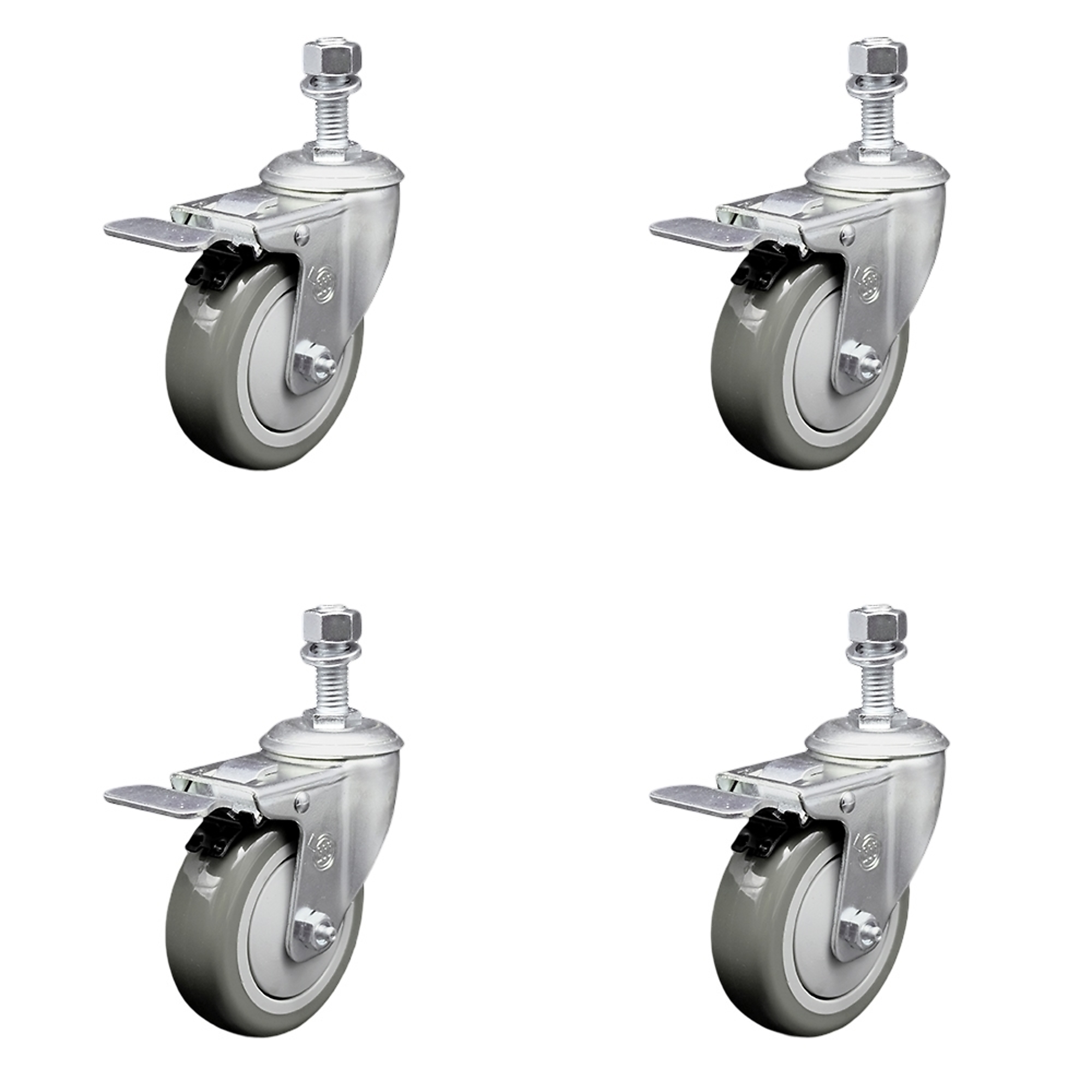 Service Caster, 4Inch x 1 1/4Inch Stem Casters, Wheel Diameter 4 in, Caster Type Swivel, Package (qty.) 4, Model SCC-TSTTL20S414-PPUB-121315-4