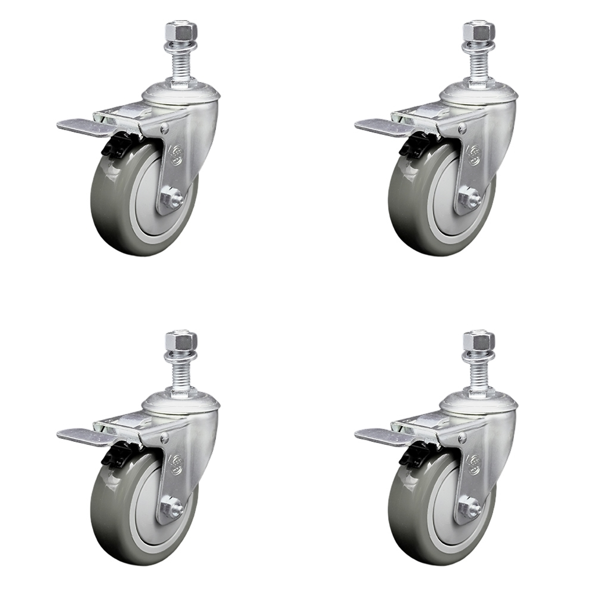 Service Caster, 4Inch x 1 1/4Inch Stem Casters, Wheel Diameter 4 in, Caster Type Swivel, Package (qty.) 4, Model SCC-SSTSTTL20S414-PPUB-121315-4