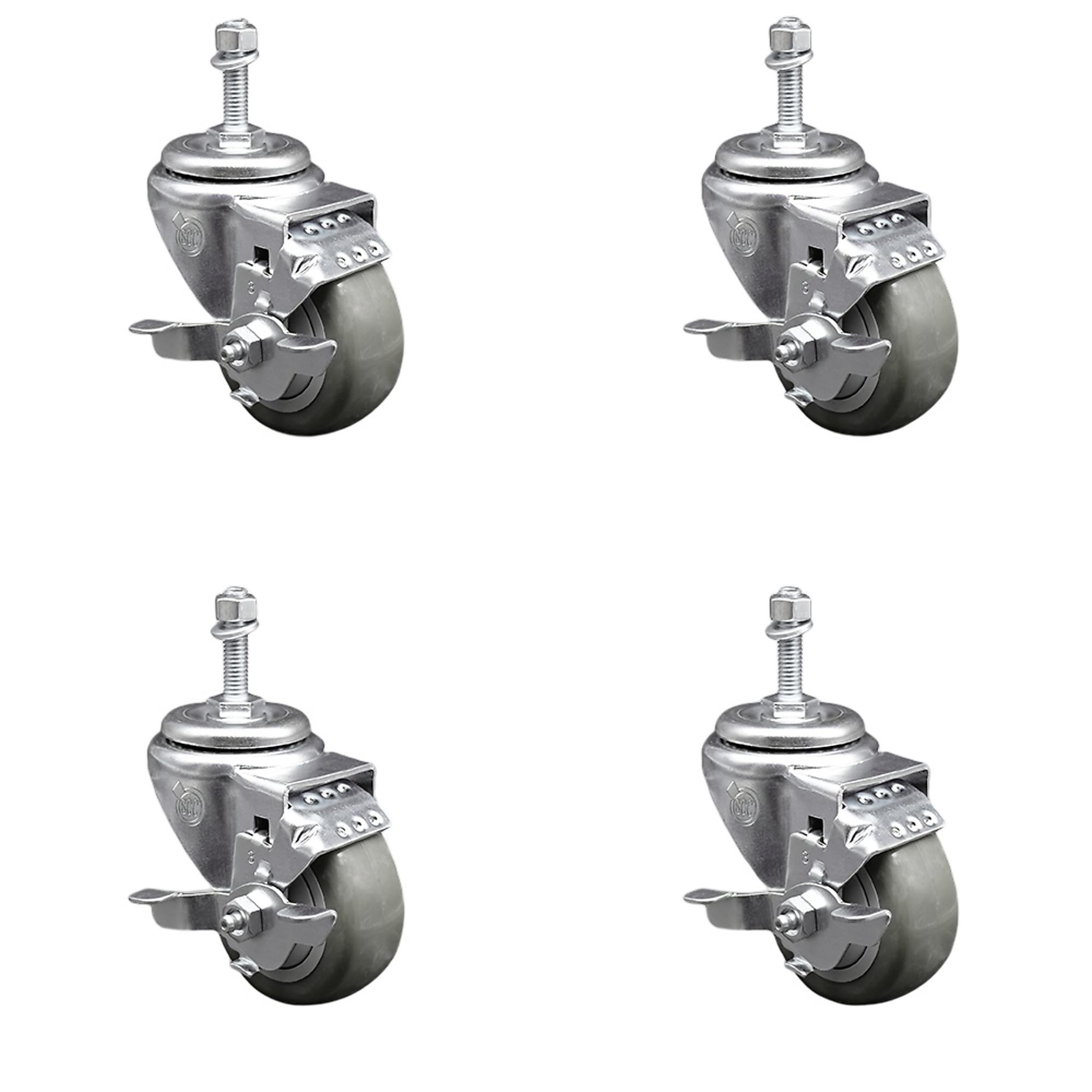 Service Caster, 3 1/2Inch x 1 1/4Inch Stem Casters, Wheel Diameter 3.5 in, Caster Type Swivel, Package (qty.) 4, Model SCC-SSTS20S3514-PPUB-TLB-381615