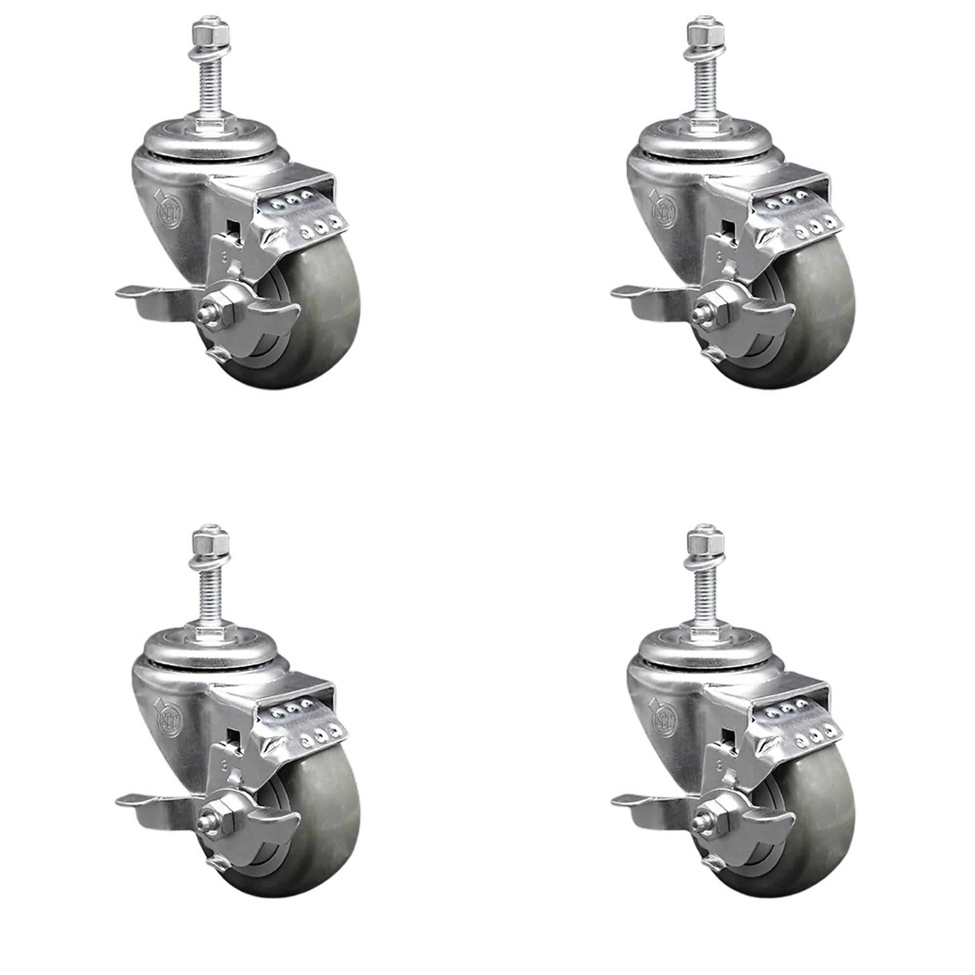 Service Caster, 3 1/2Inch x 1 1/4Inch Stem Casters, Wheel Diameter 3.5 in, Caster Type Swivel, Package (qty.) 4, Model SCC-TS20S3514-PPUB-TLB-381615-4