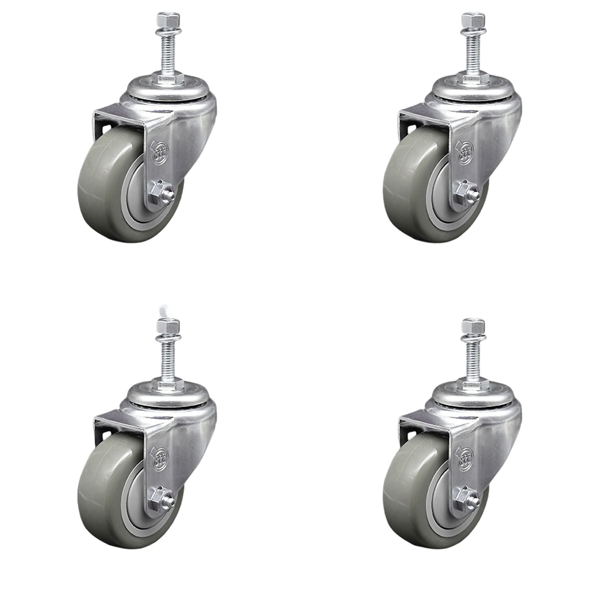 Service Caster, 3 1/2Inch x 1 1/4Inch Stem Casters, Wheel Diameter 3.5 in, Caster Type Swivel, Package (qty.) 4, Model SCC-SSTS20S3514-PPUB-381615-4