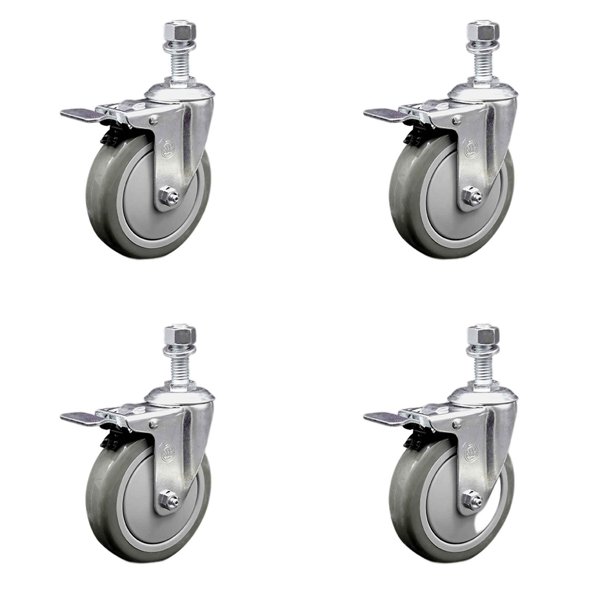 Service Caster, 5Inch x 1 1/4Inch Stem Casters, Wheel Diameter 5 in, Caster Type Swivel, Package (qty.) 4, Model SCC-SSTSTTL20S514-PPUB-121315-4