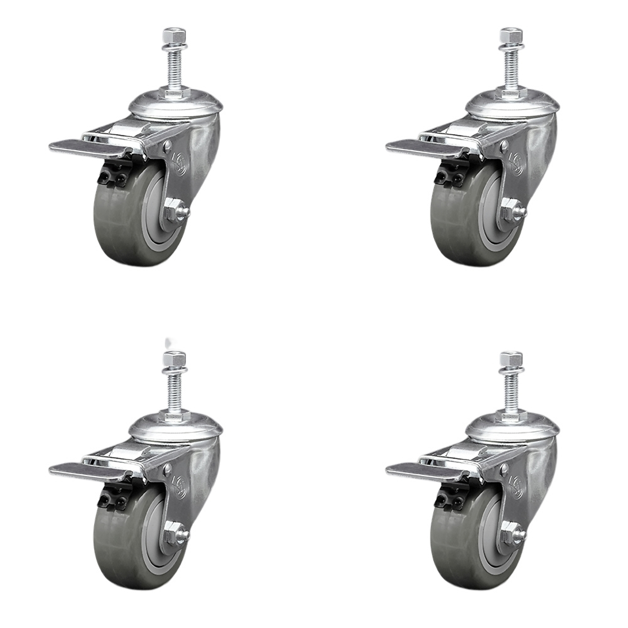 Service Caster, 3Inch x 1 1/4Inch Stem Casters, Wheel Diameter 3 in, Caster Type Swivel, Package (qty.) 4, Model SCC-SSTSTTL20S314-PPUB-381615-4