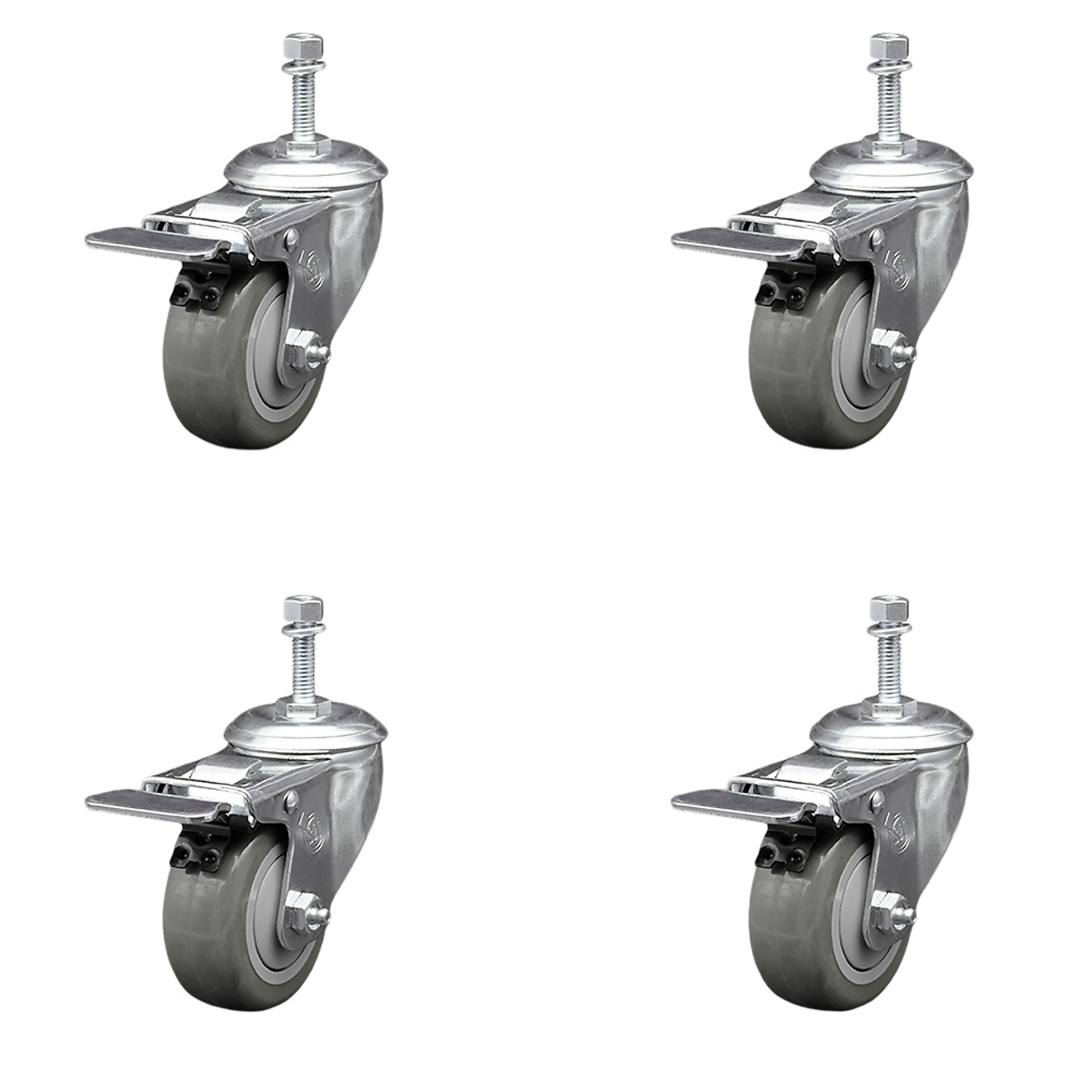 Service Caster, 3 1/2Inch x 1 1/4Inch Stem Casters, Wheel Diameter 3.5 in, Caster Type Swivel, Package (qty.) 4, Model SCC-TSTTL20S3514-PPUB-381615-4