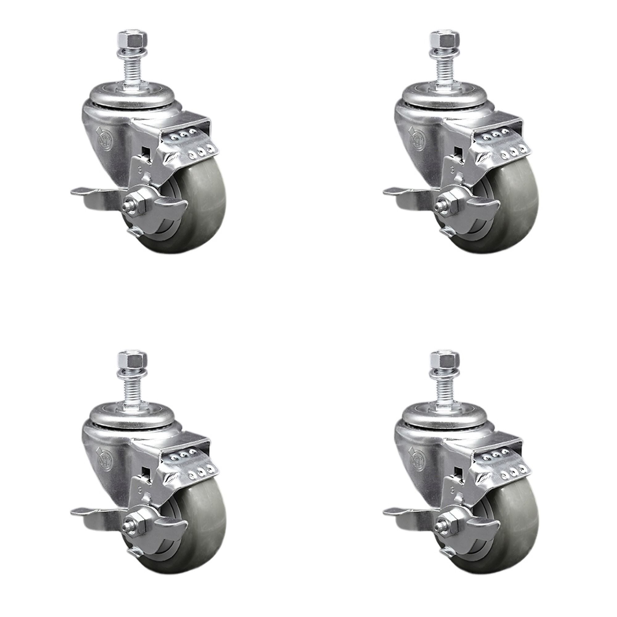 Service Caster, 3Inch x 1 1/4Inch Stem Casters, Wheel Diameter 3 in, Caster Type Swivel, Package (qty.) 4, Model SCC-SSTS20S314-PPUB-TLB-121315-4