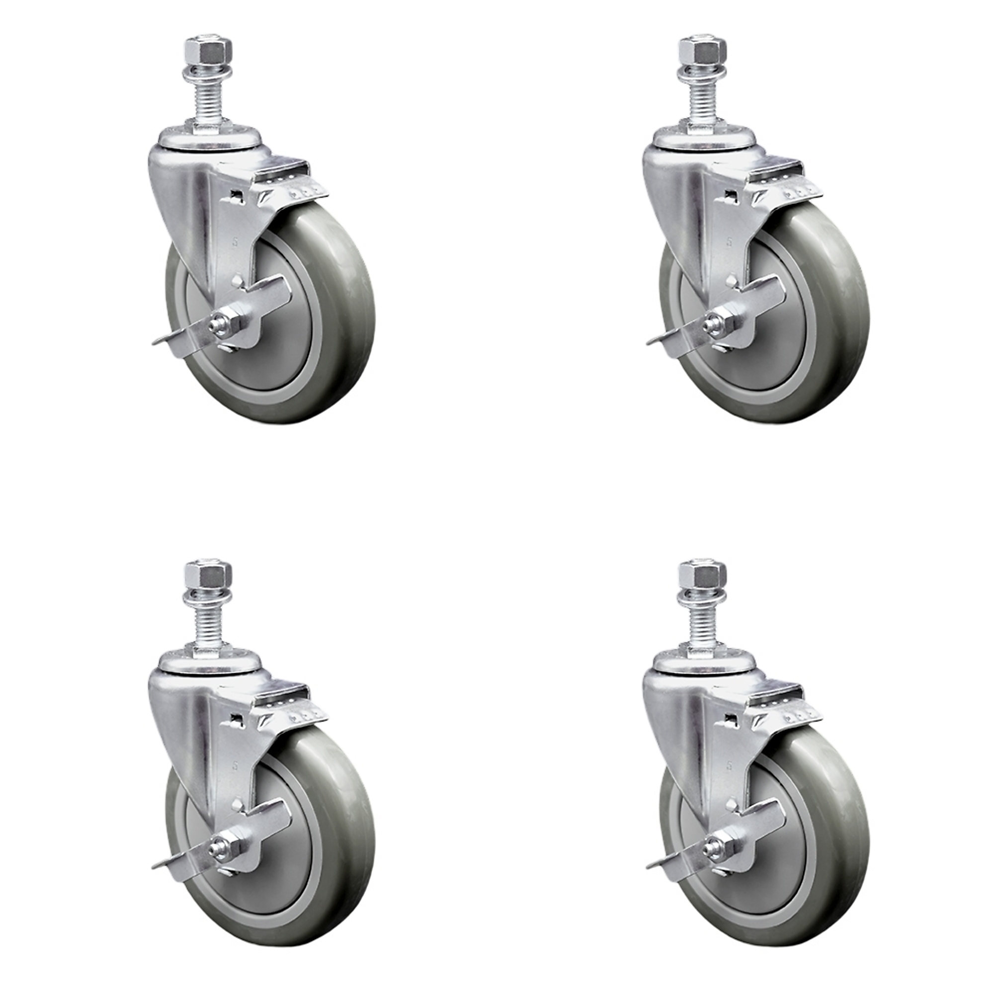 Service Caster, 5Inch x 1 1/4Inch Stem Casters, Wheel Diameter 5 in, Caster Type Swivel, Package (qty.) 4, Model SCC-TS20S514-PPUB-TLB-121315-4