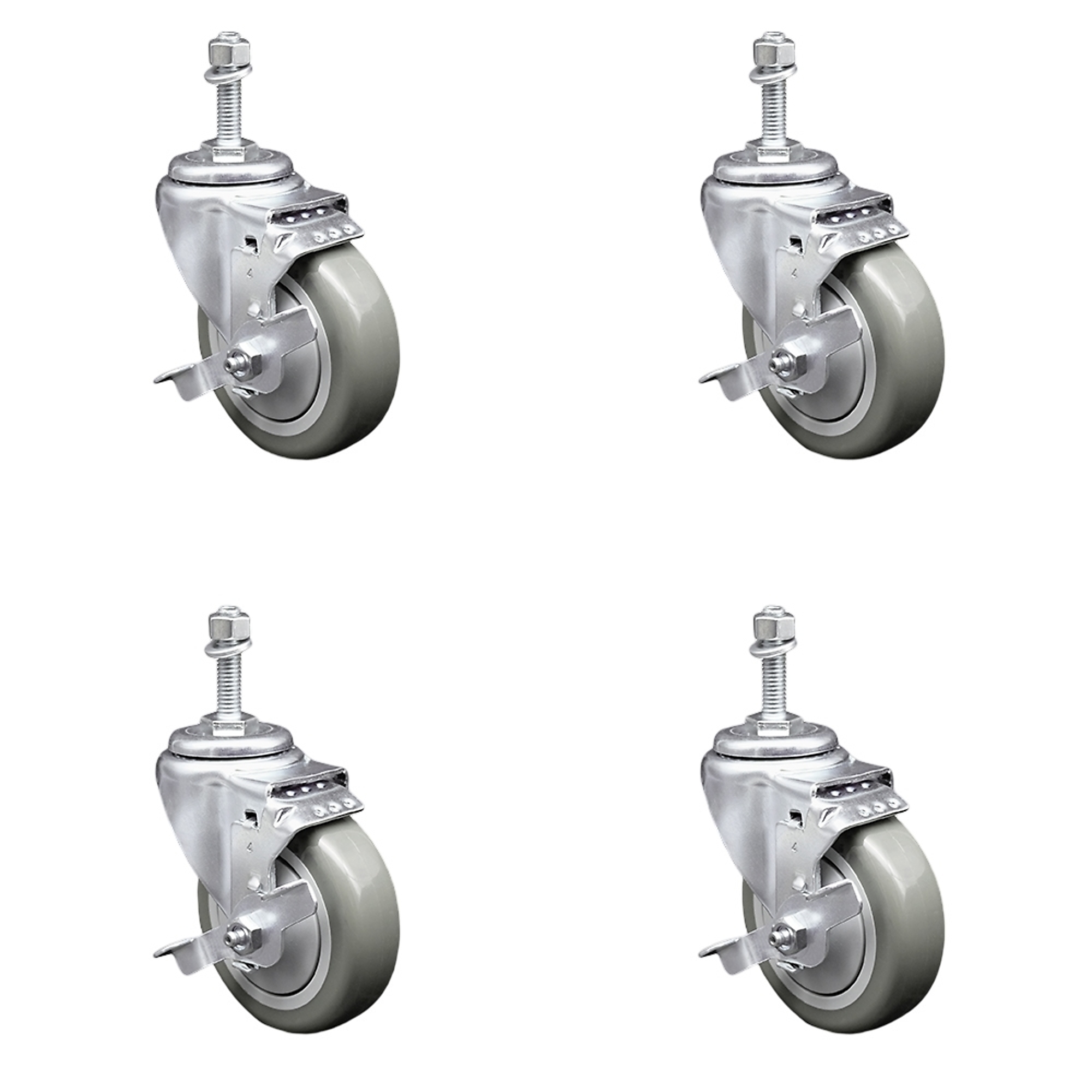 Service Caster, 4Inch x 1 1/4Inch Stem Casters, Wheel Diameter 4 in, Caster Type Swivel, Package (qty.) 4, Model SCC-TS20S414-PPUB-TLB-381615-4