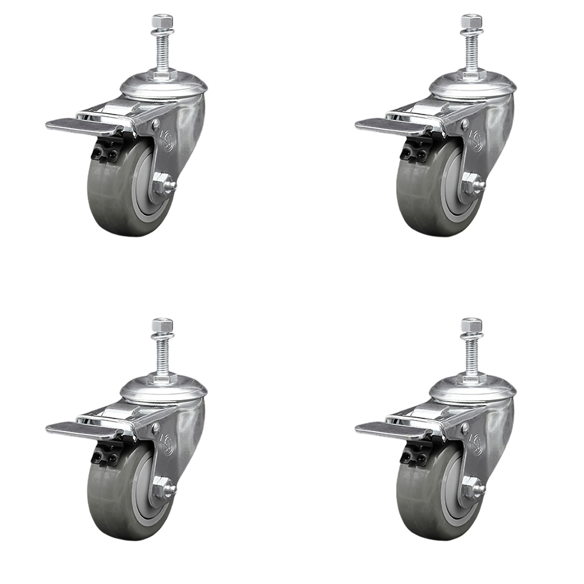 Service Caster, 3 1/2Inch x 1 1/4Inch Stem Casters, Wheel Diameter 3.5 in, Caster Type Swivel, Package (qty.) 4, Model SCC-TSTTL20S3514-PPUB-M1015-4