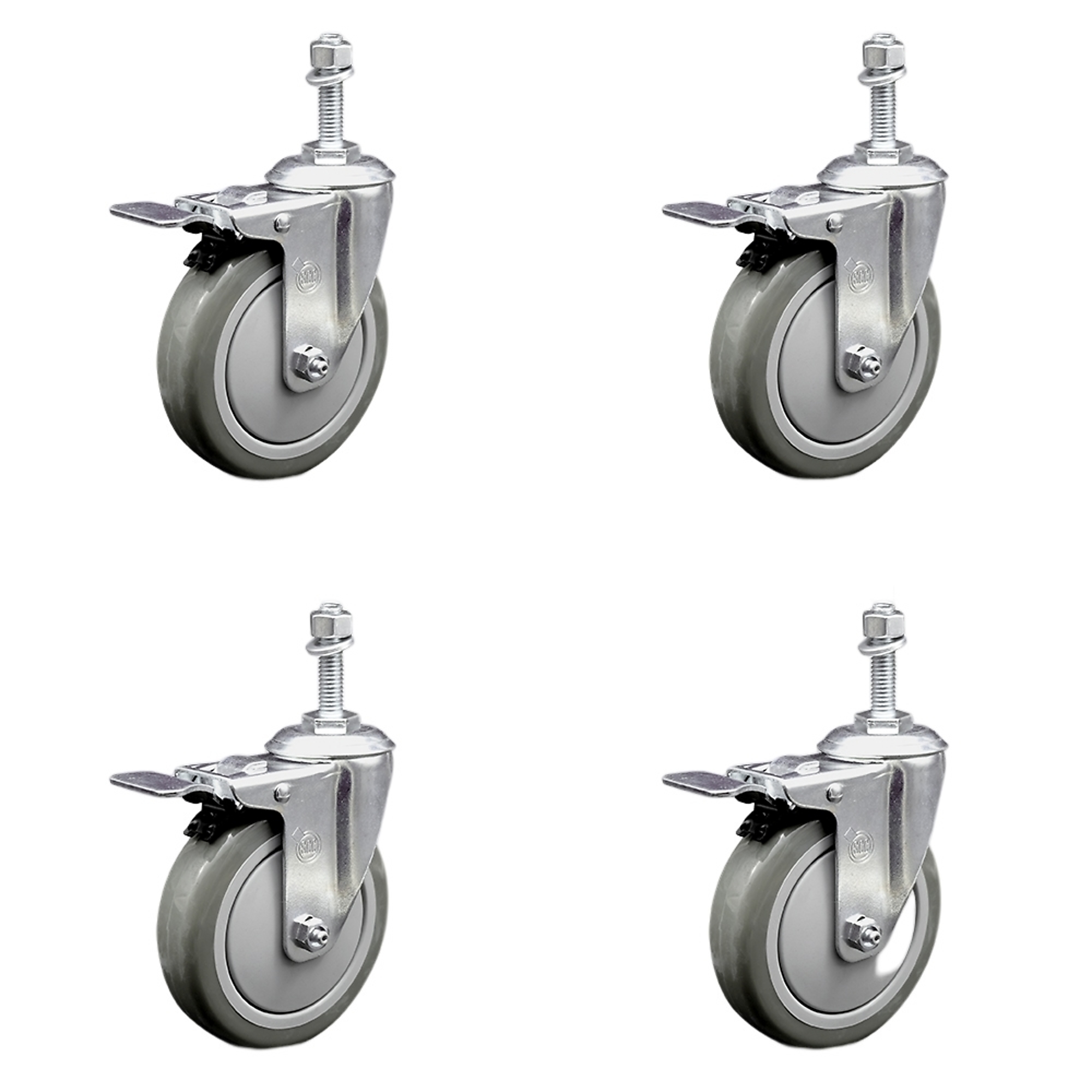 Service Caster, 5Inch x 1 1/4Inch Stem Casters, Wheel Diameter 5 in, Caster Type Swivel, Package (qty.) 4, Model SCC-SSTSTTL20S514-PPUB-381615-4