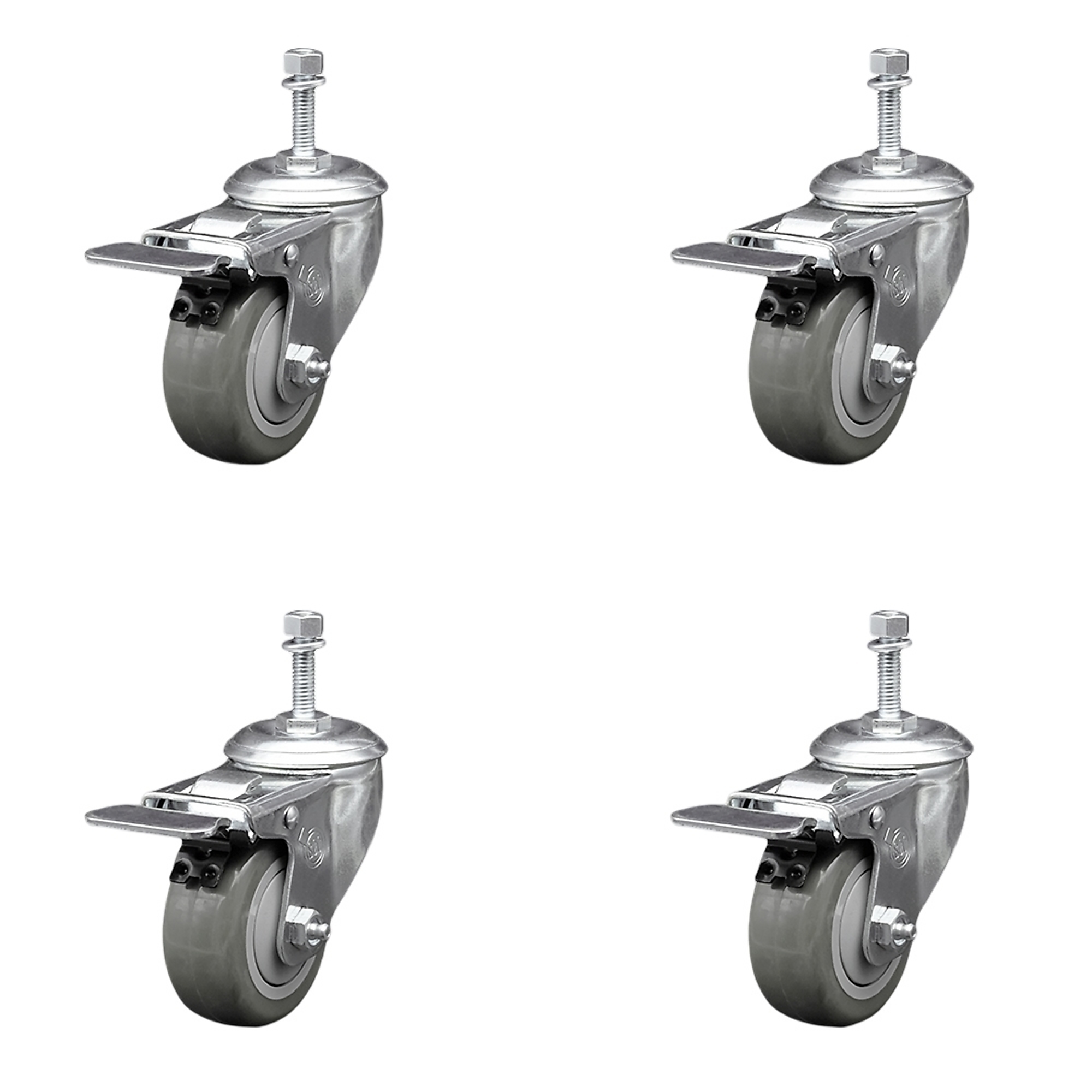 Service Caster, 3Inch x 1 1/4Inch Stem Casters, Wheel Diameter 3 in, Caster Type Swivel, Package (qty.) 4, Model SCC-TSTTL20S314-PPUB-381615-4