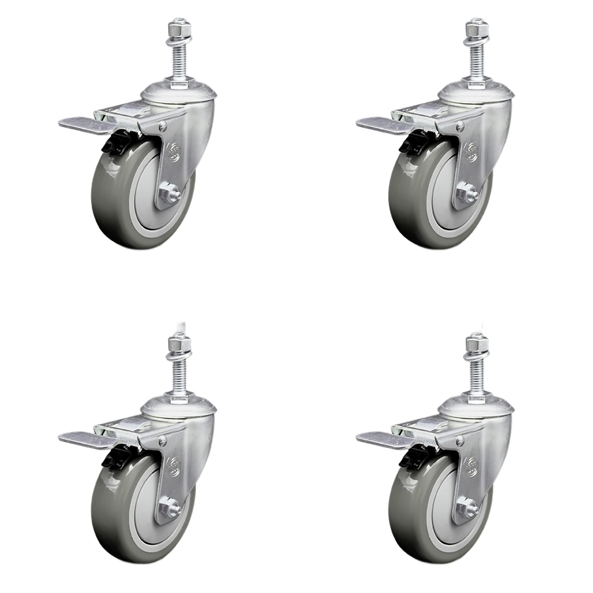 Service Caster, 4Inch x 1 1/4Inch Stem Casters, Wheel Diameter 4 in, Caster Type Swivel, Package (qty.) 4, Model SCC-SSTSTTL20S414-PPUB-381615-4