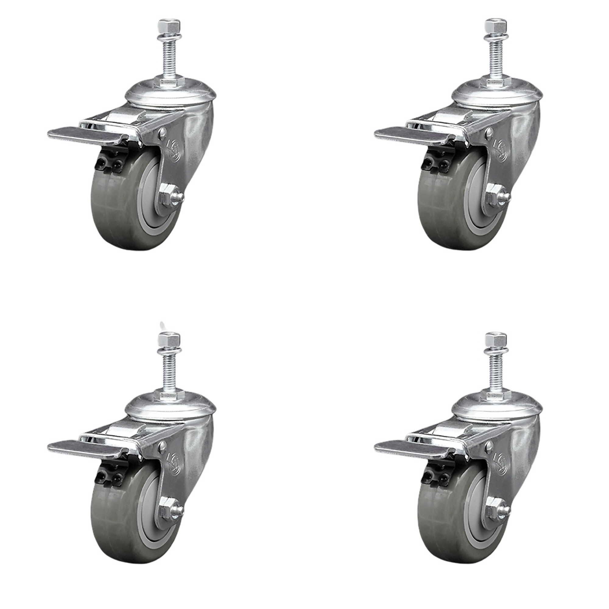 Service Caster, 3 1/2Inch x 1 1/4Inch Stem Casters, Wheel Diameter 3.5 in, Caster Type Swivel, Package (qty.) 4, Model SCC-SSTSTTL20S3514-PPUB-381615-