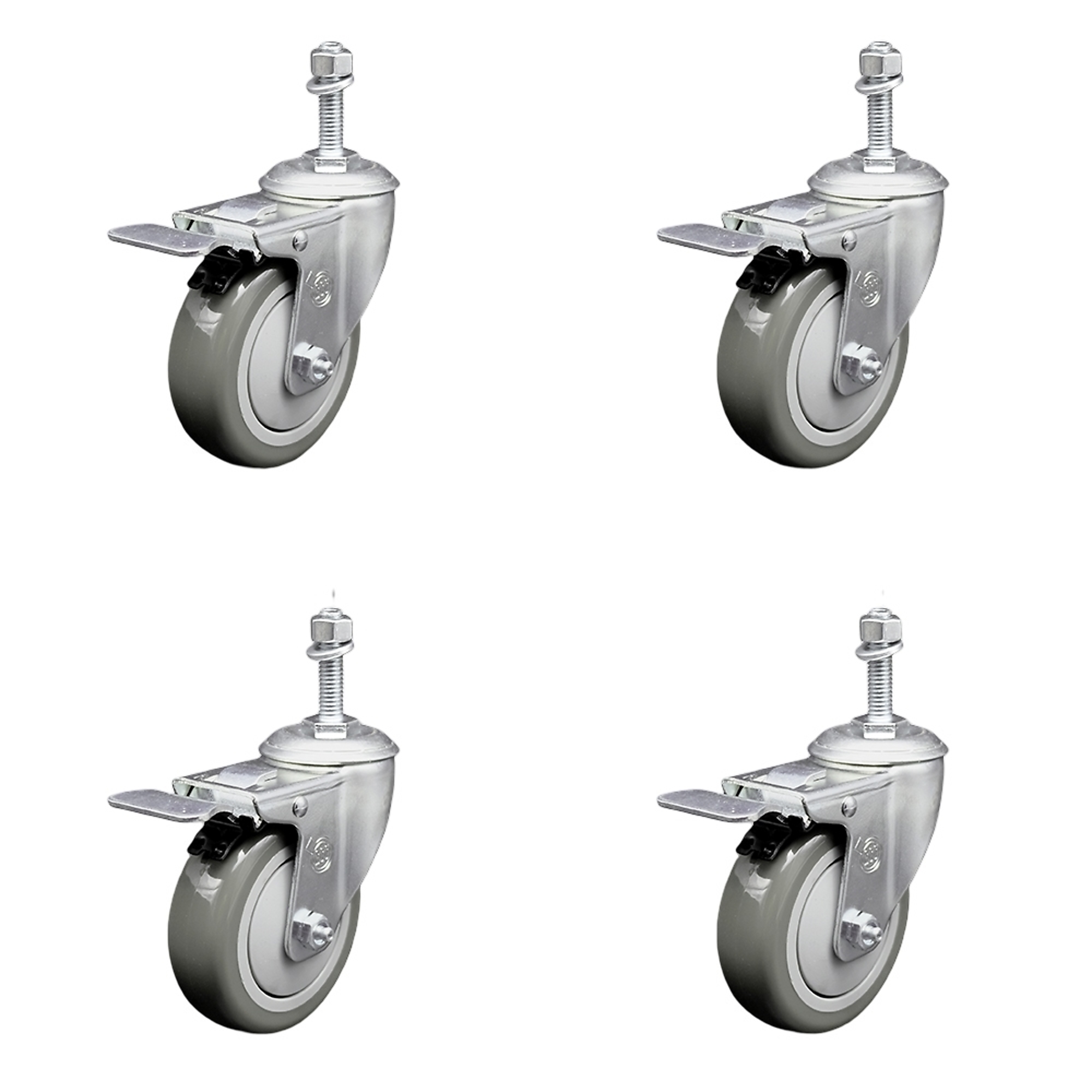 Service Caster, 4Inch x 1 1/4Inch Stem Casters, Wheel Diameter 4 in, Caster Type Swivel, Package (qty.) 4, Model SCC-SSTSTTL20S414-PPUB-M1015-4